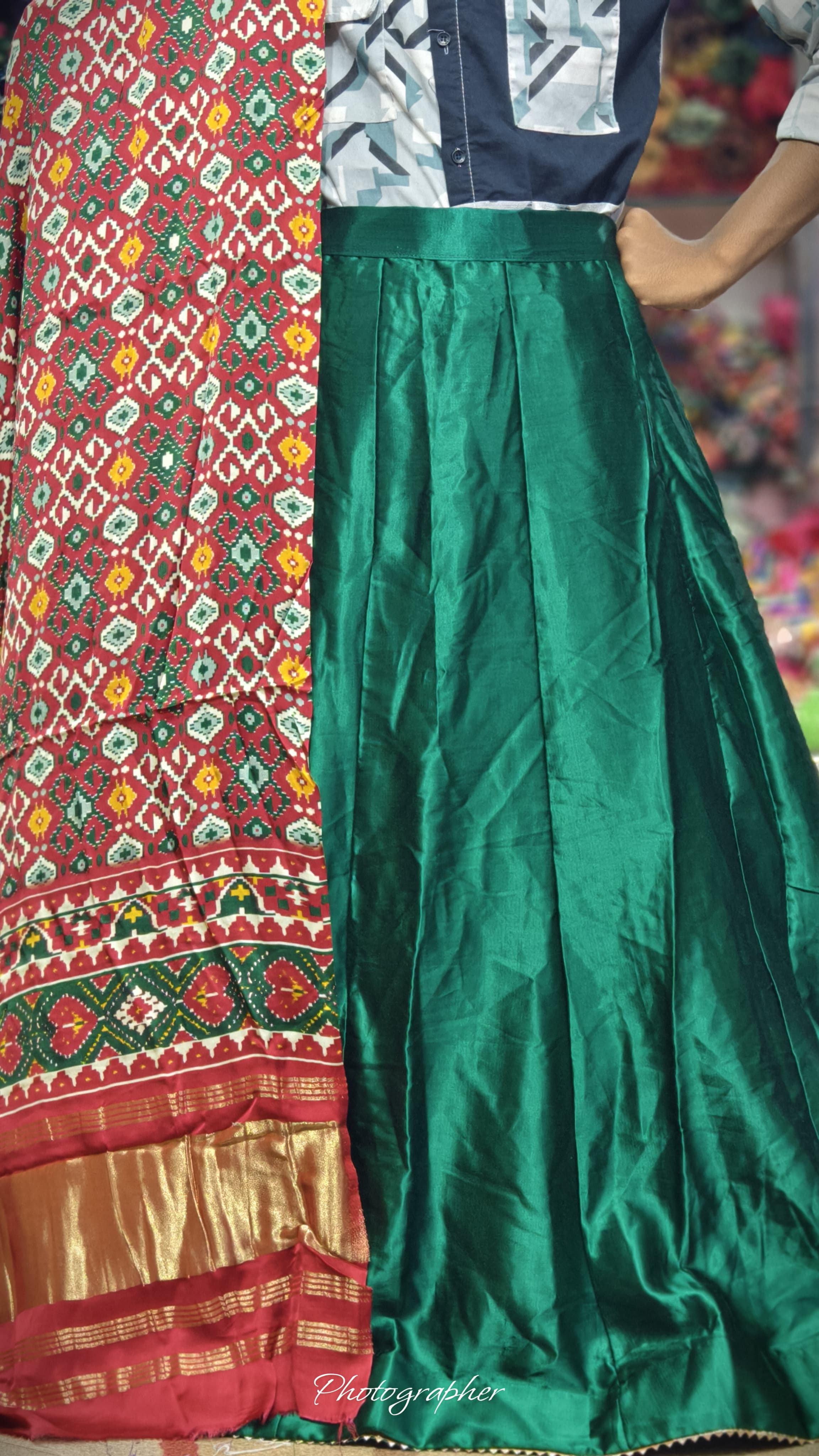 Pure Mashru Gaji Silk Plain Ghagraa With Pure Modal Gaji Silk Digital Prints Dupatta With Lagdi Patta