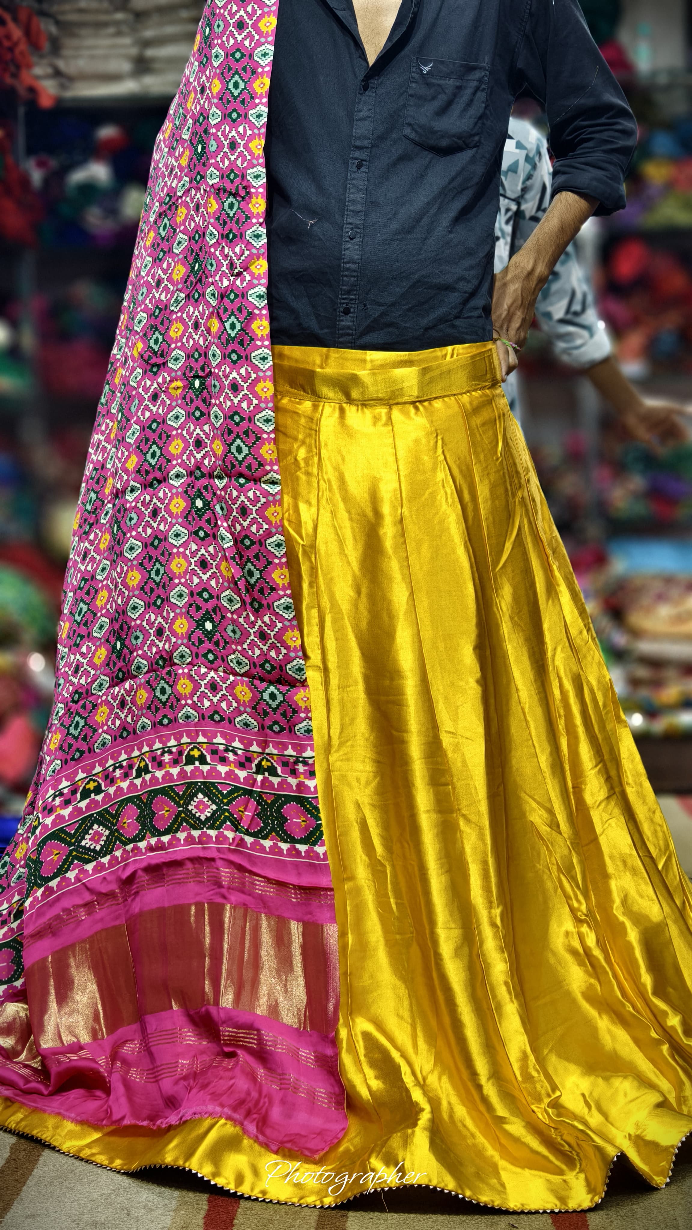 Pure Mashru Gaji Silk Plain Ghagraa With Pure Modal Gaji Silk Digital Prints Dupatta With Lagdi Patta