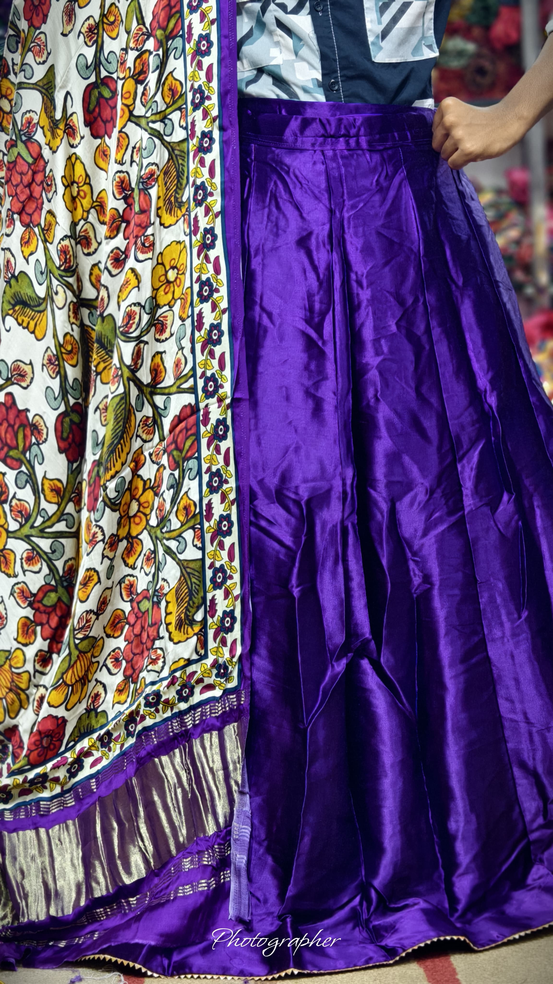 Pure Mashru Gaji Silk Plain Ghagraa With Pure Modal Gaji Silk Digital Prints Dupatta With Lagdi Patta