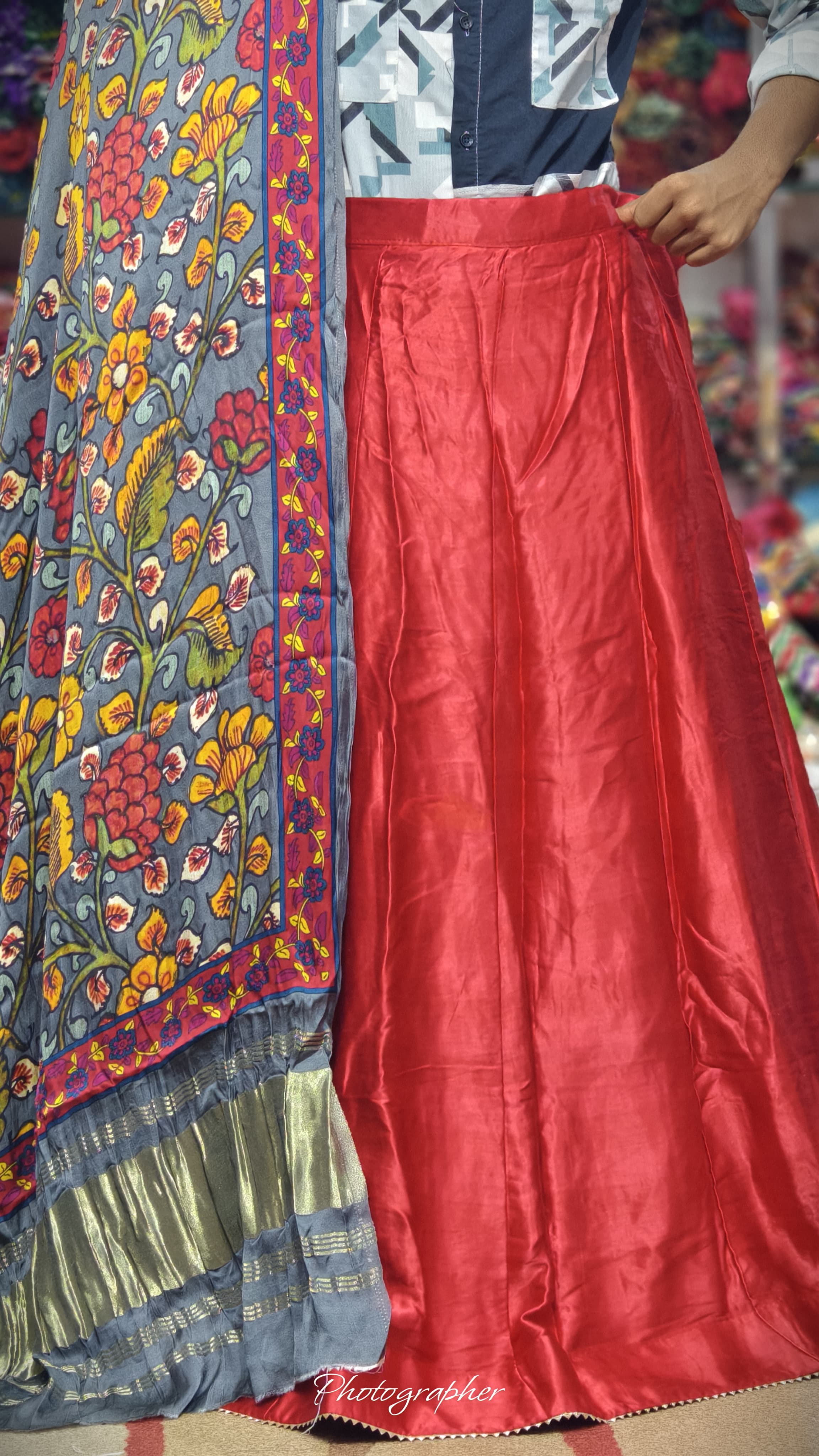 Pure Mashru Gaji Silk Plain Ghagraa With Pure Modal Gaji Silk Digital Prints Dupatta With Lagdi Patta