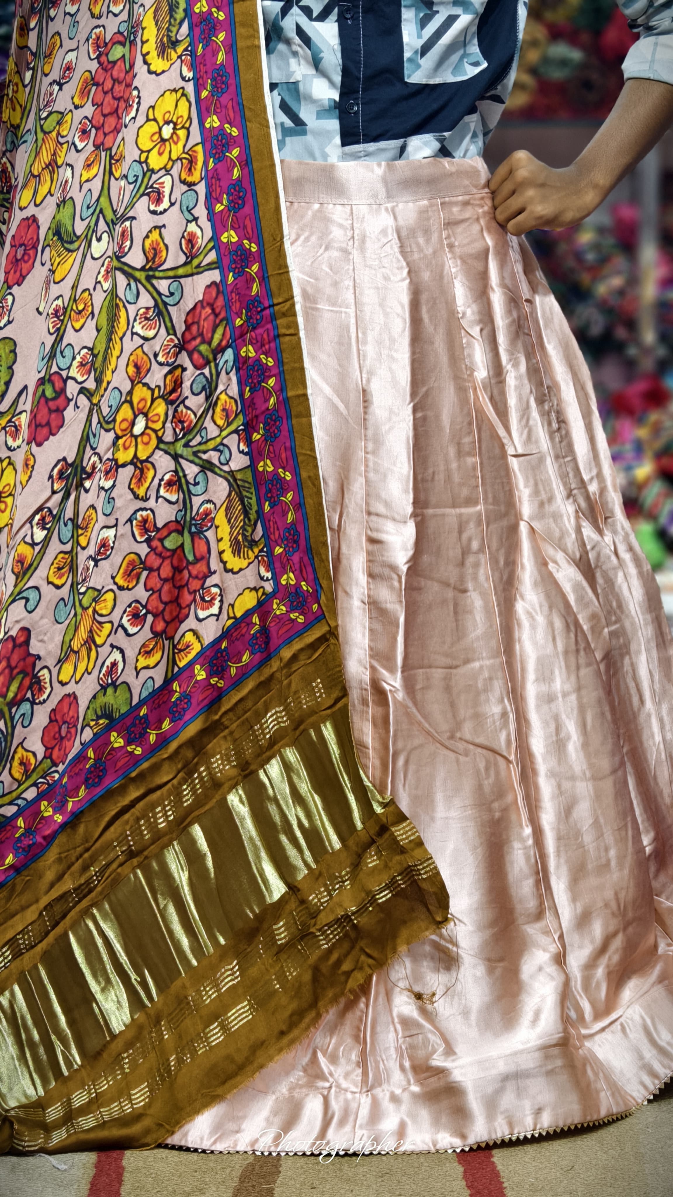 Pure Mashru Gaji Silk Plain Ghagraa With Pure Modal Gaji Silk Digital Prints Dupatta With Lagdi Patta