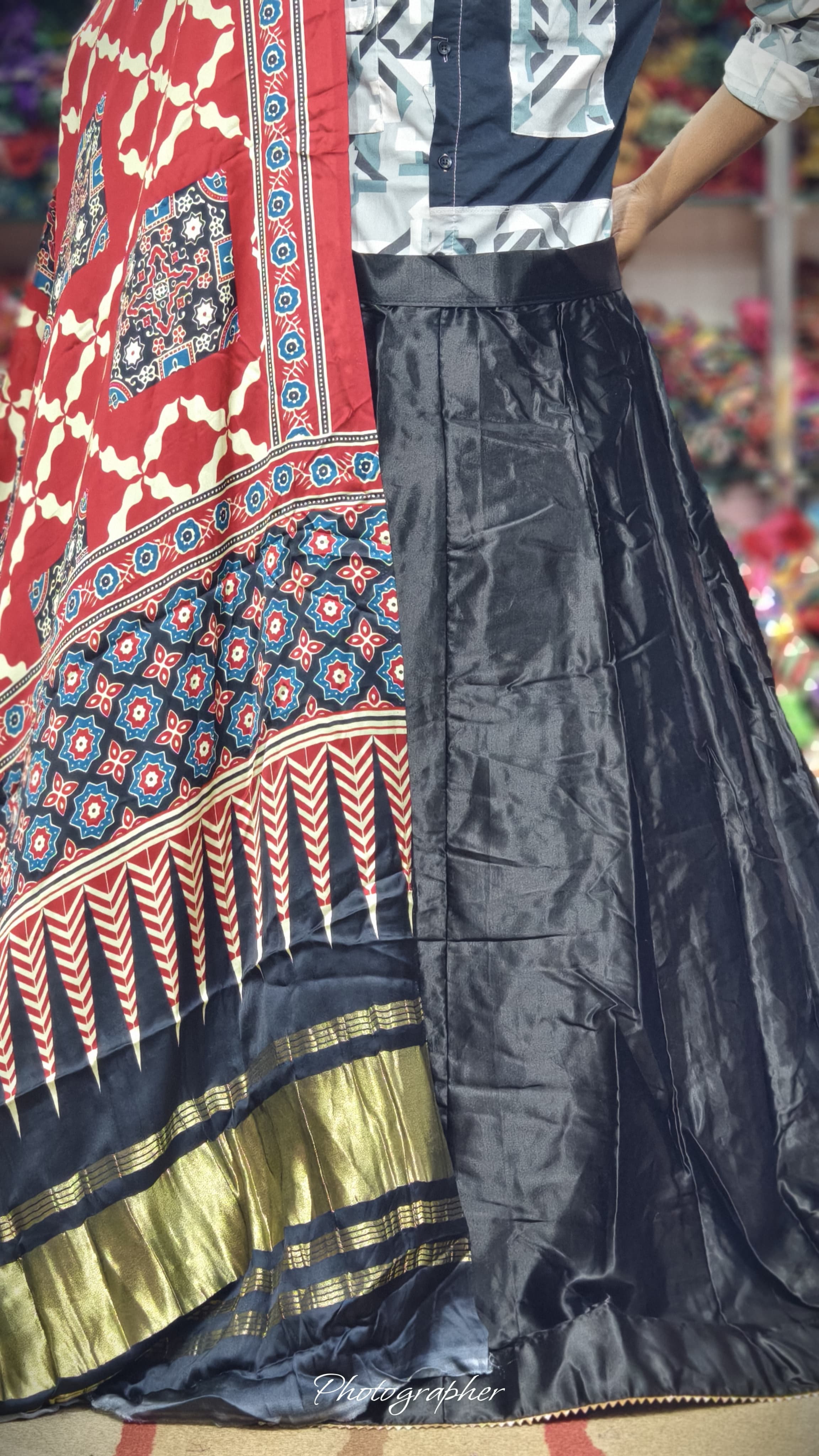 Pure Mashru Gaji Silk Plain Ghagraa With Pure Modal Gaji Silk Digital Prints Dupatta With Lagdi Patta