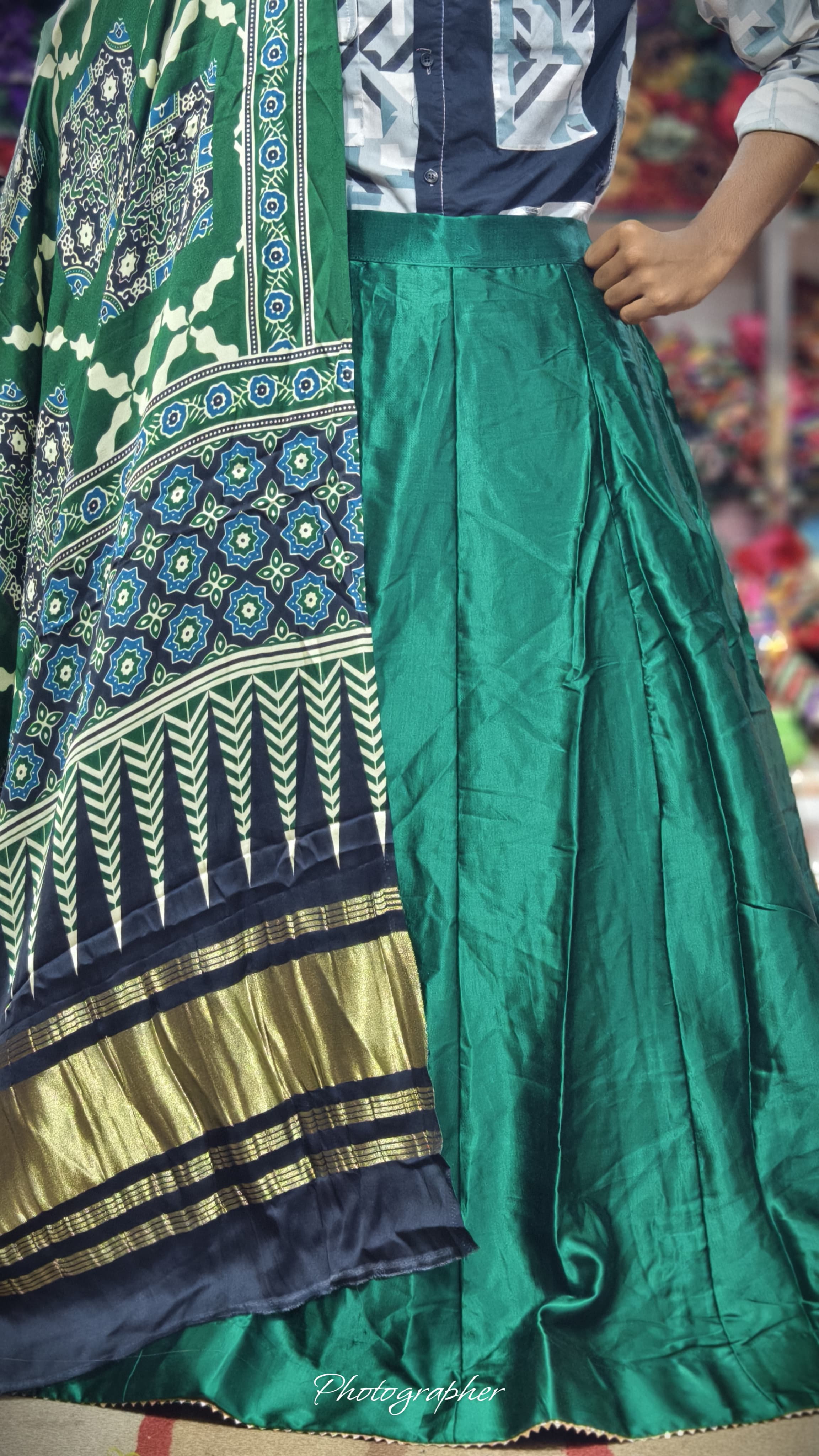 Pure Mashru Gaji Silk Plain Ghagraa With Pure Modal Gaji Silk Digital Prints Dupatta With Lagdi Patta