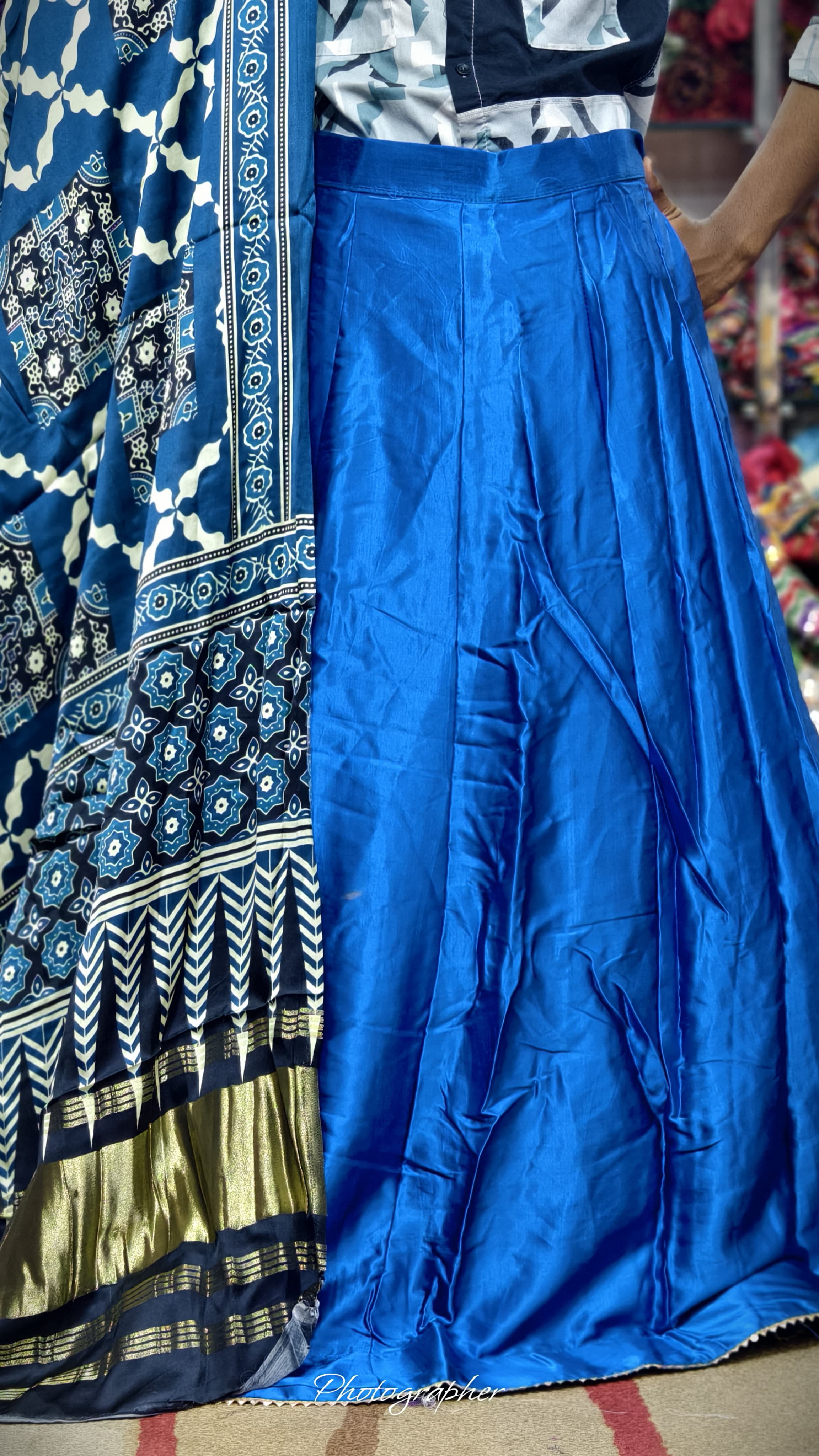 Pure Mashru Gaji Silk Plain Ghagraa With Pure Modal Gaji Silk Digital Prints Dupatta With Lagdi Patta