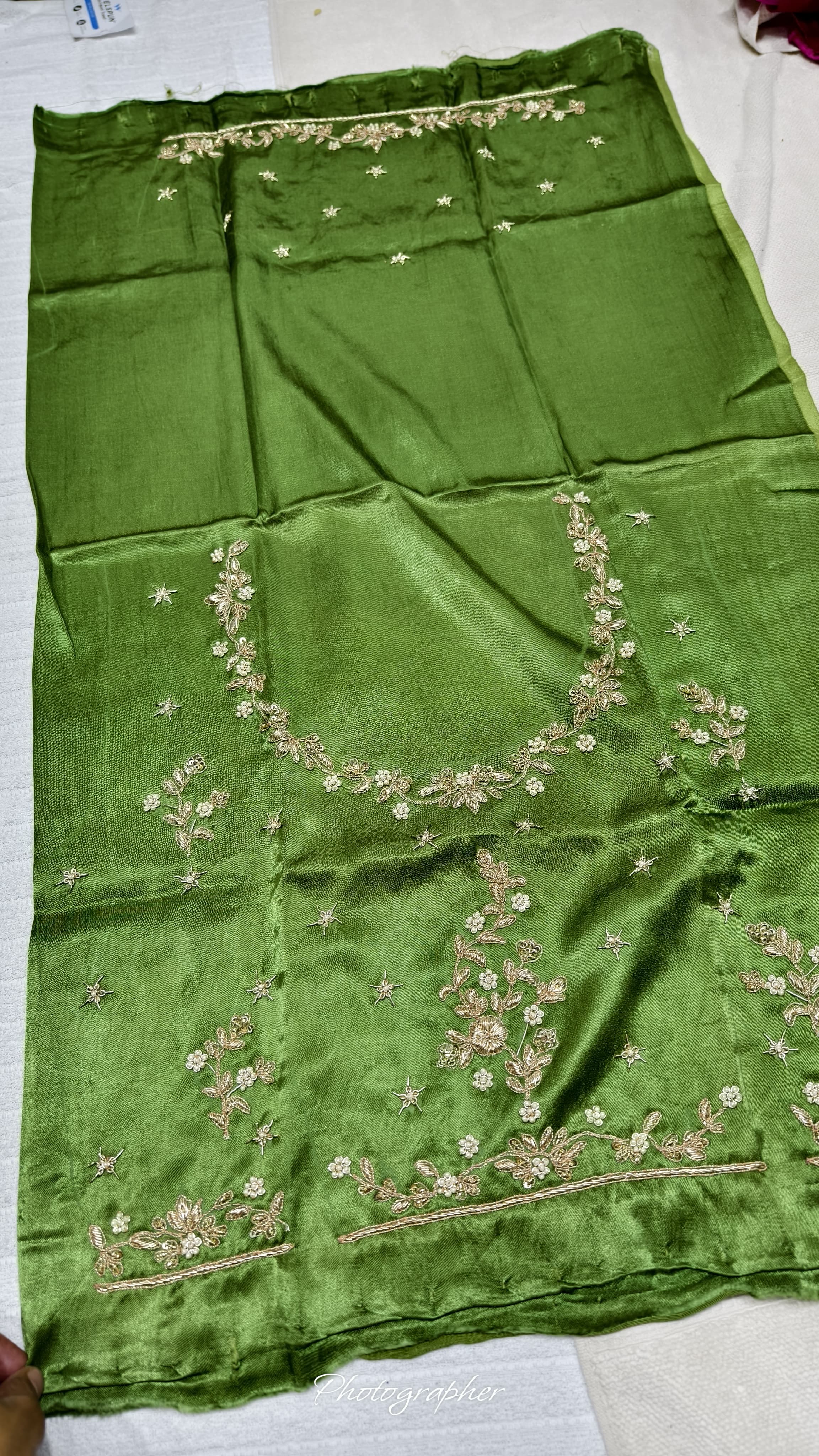 Pure Masru Gaji Silk Blouse Piece With Pearl Jardoshi Work