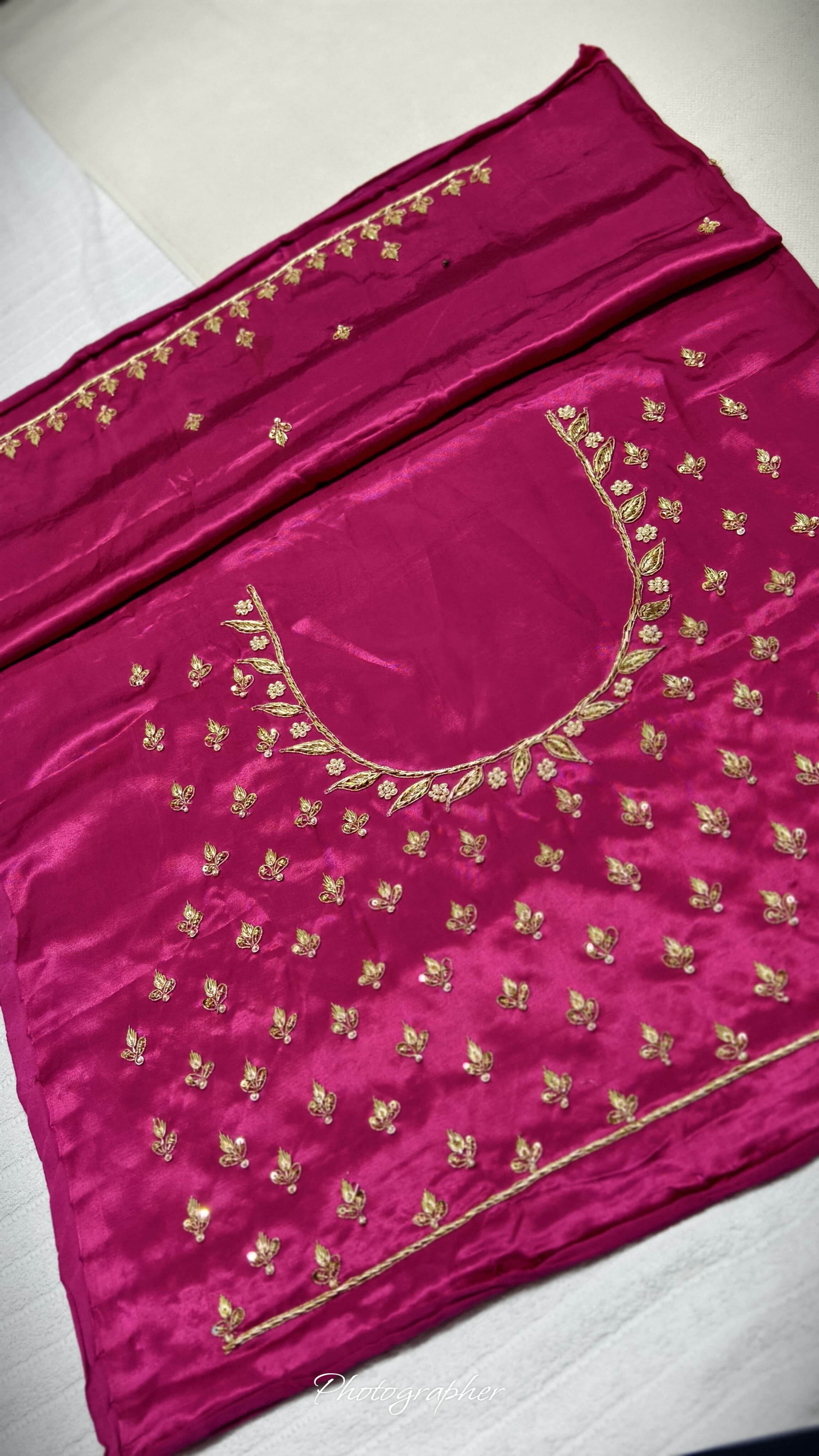 Pure Masru Gaji Silk Blouse Piece With Pearl Jardoshi Work