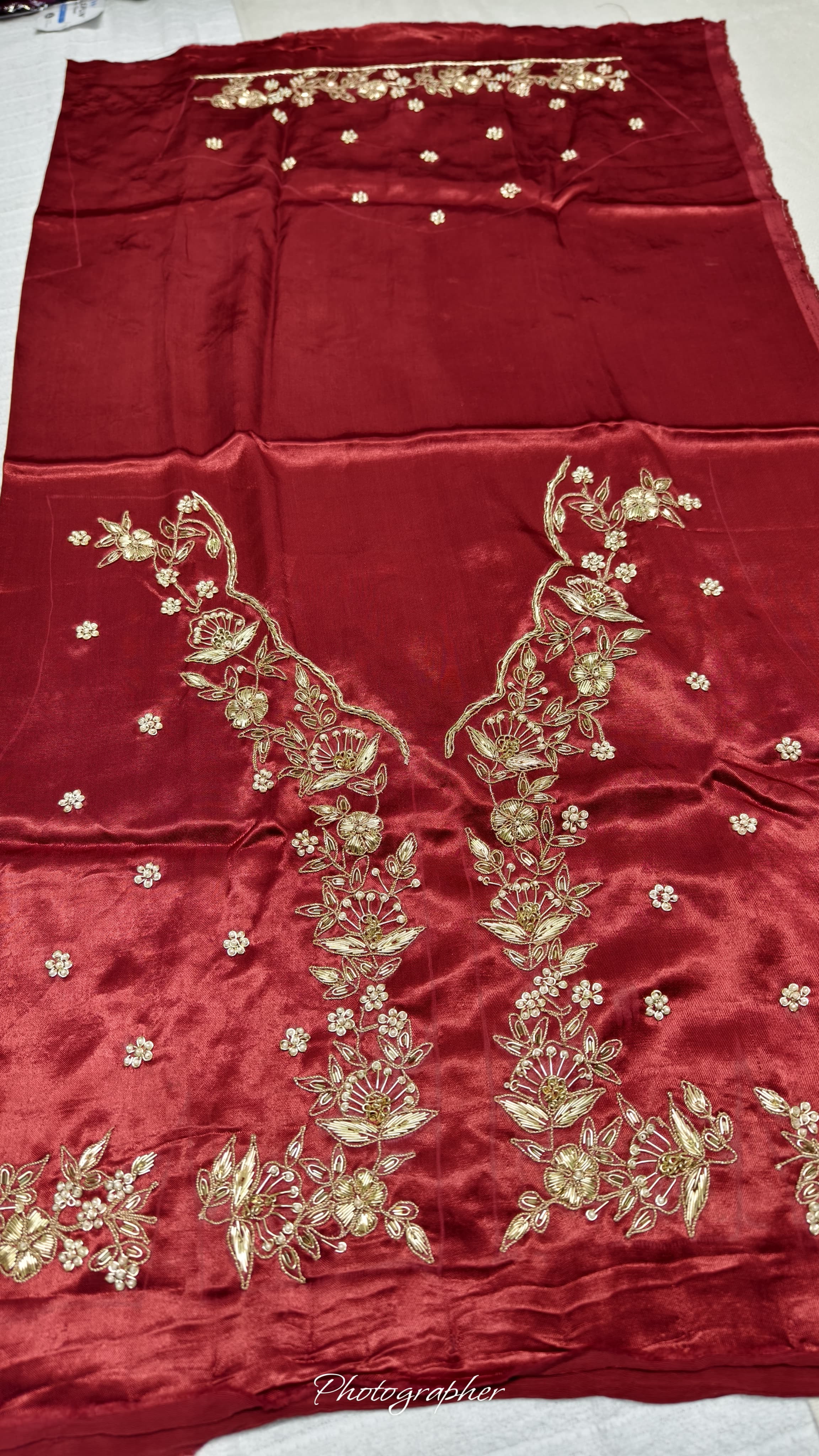 Pure Masru Gaji Silk Blouse Piece With Pearl Jardoshi Work