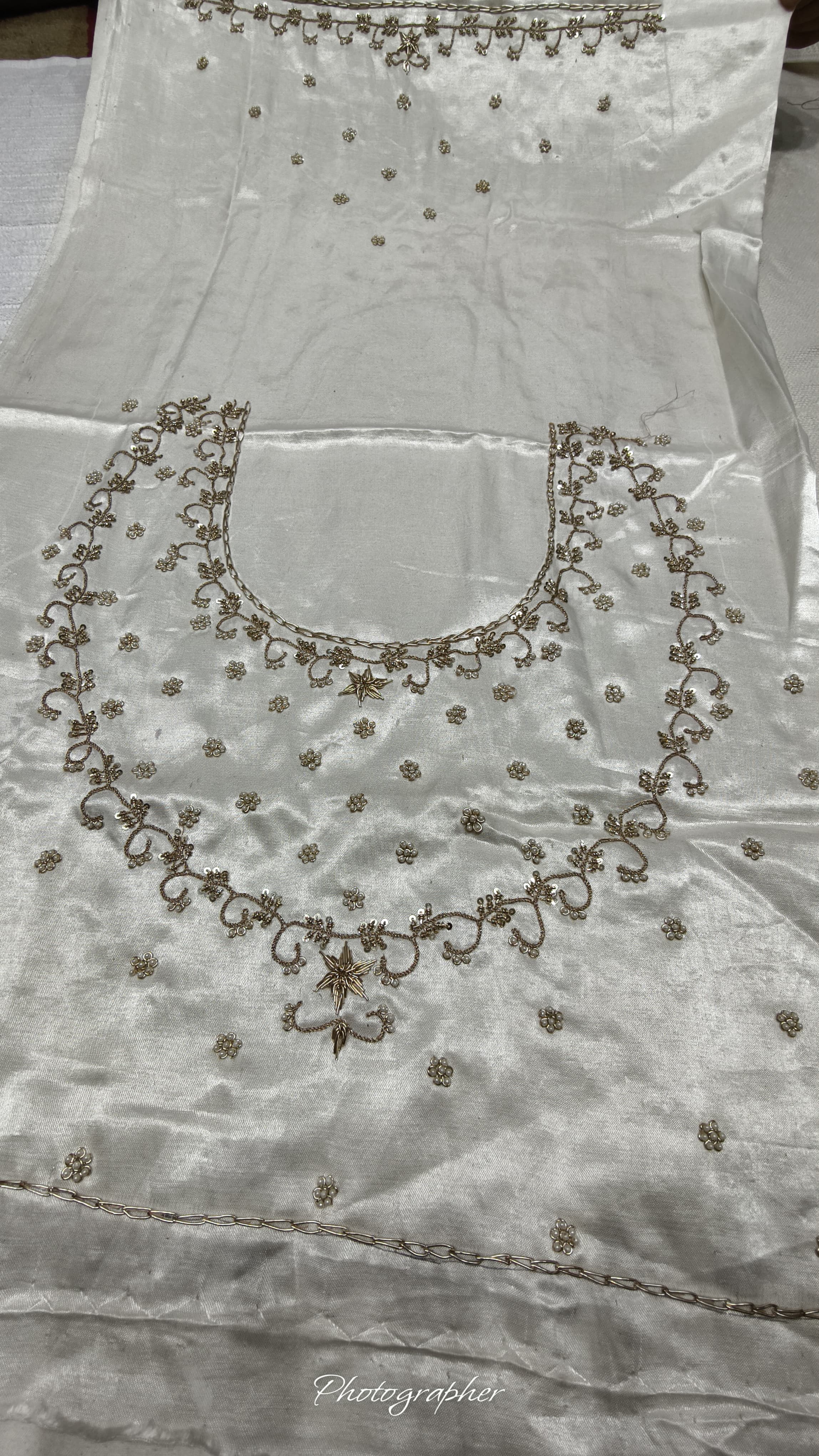 Pure Masru Gaji Silk Blouse Piece With Pearl Jardoshi Work