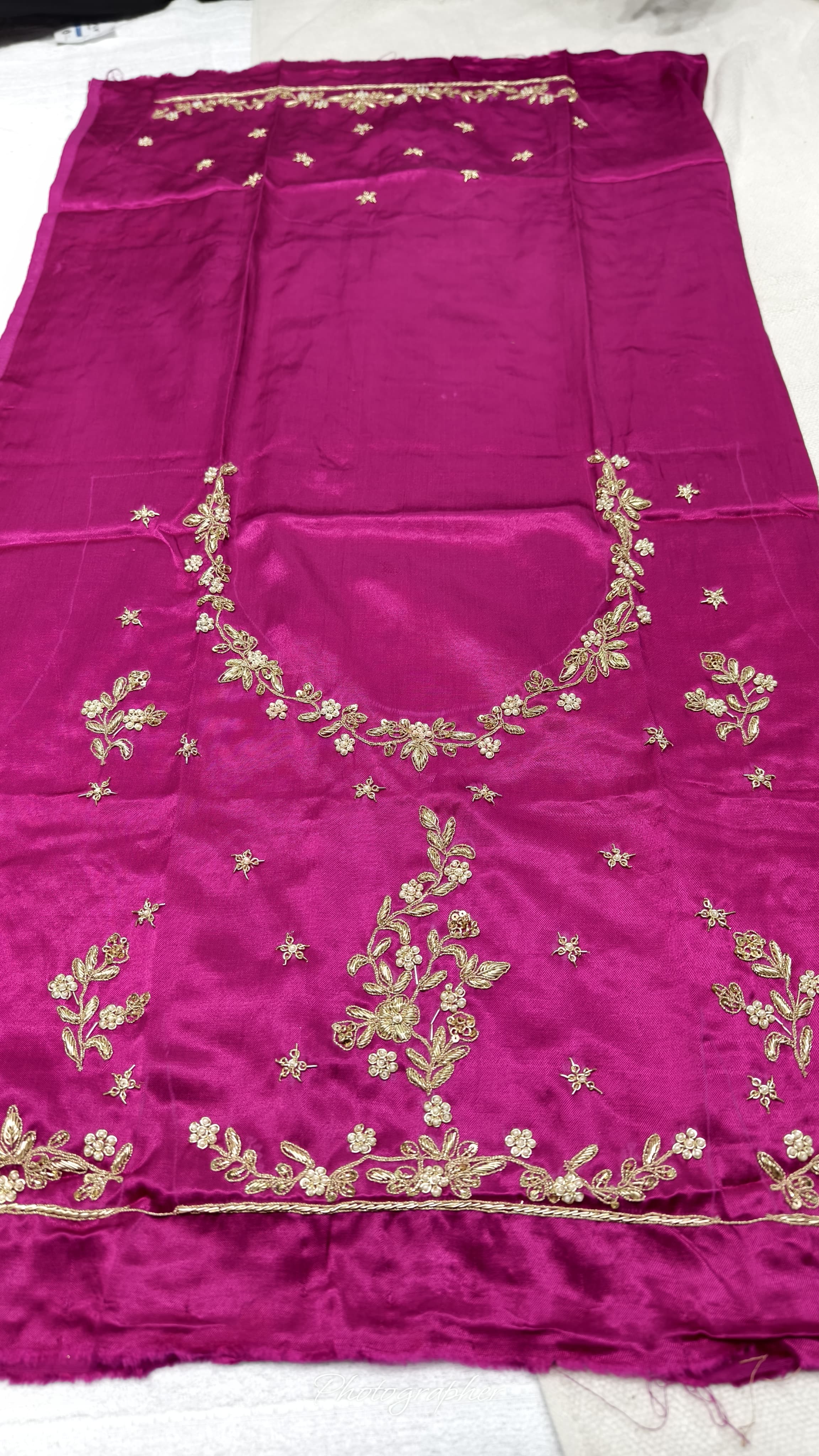 Pure Masru Gaji Silk Blouse Piece With Pearl Jardoshi Work
