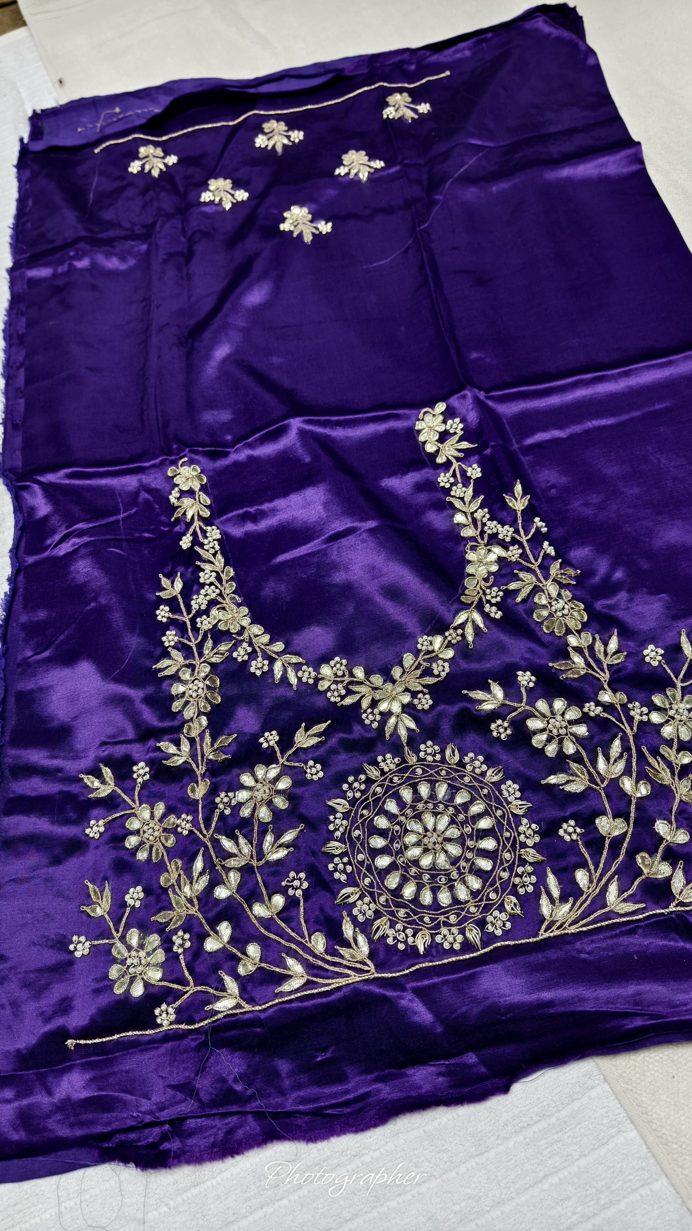 Pure Masru Gaji Silk Blouse Piece With Pearl Jardoshi Work