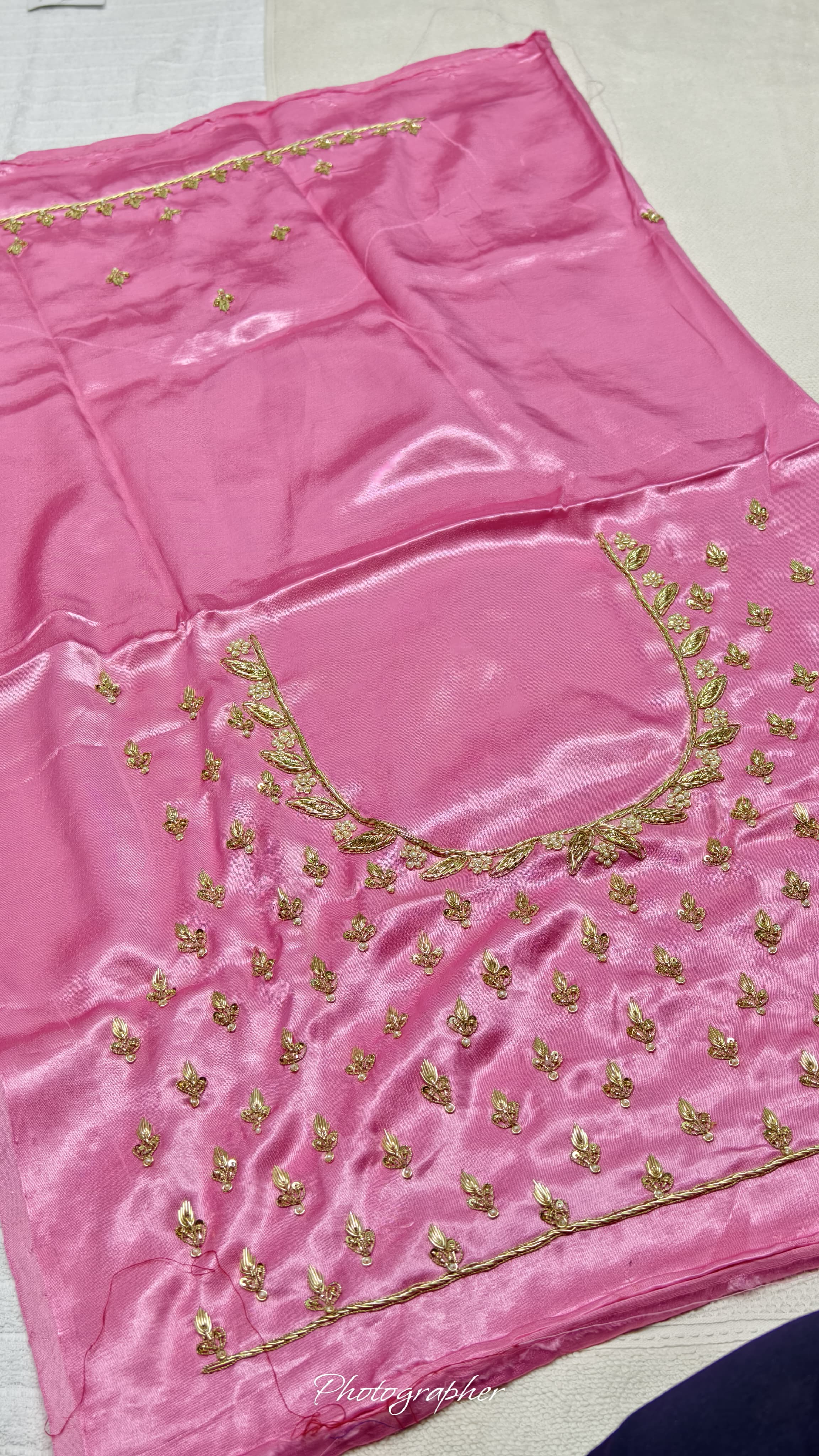 Pure Masru Gaji Silk Blouse Piece With Pearl Jardoshi Work