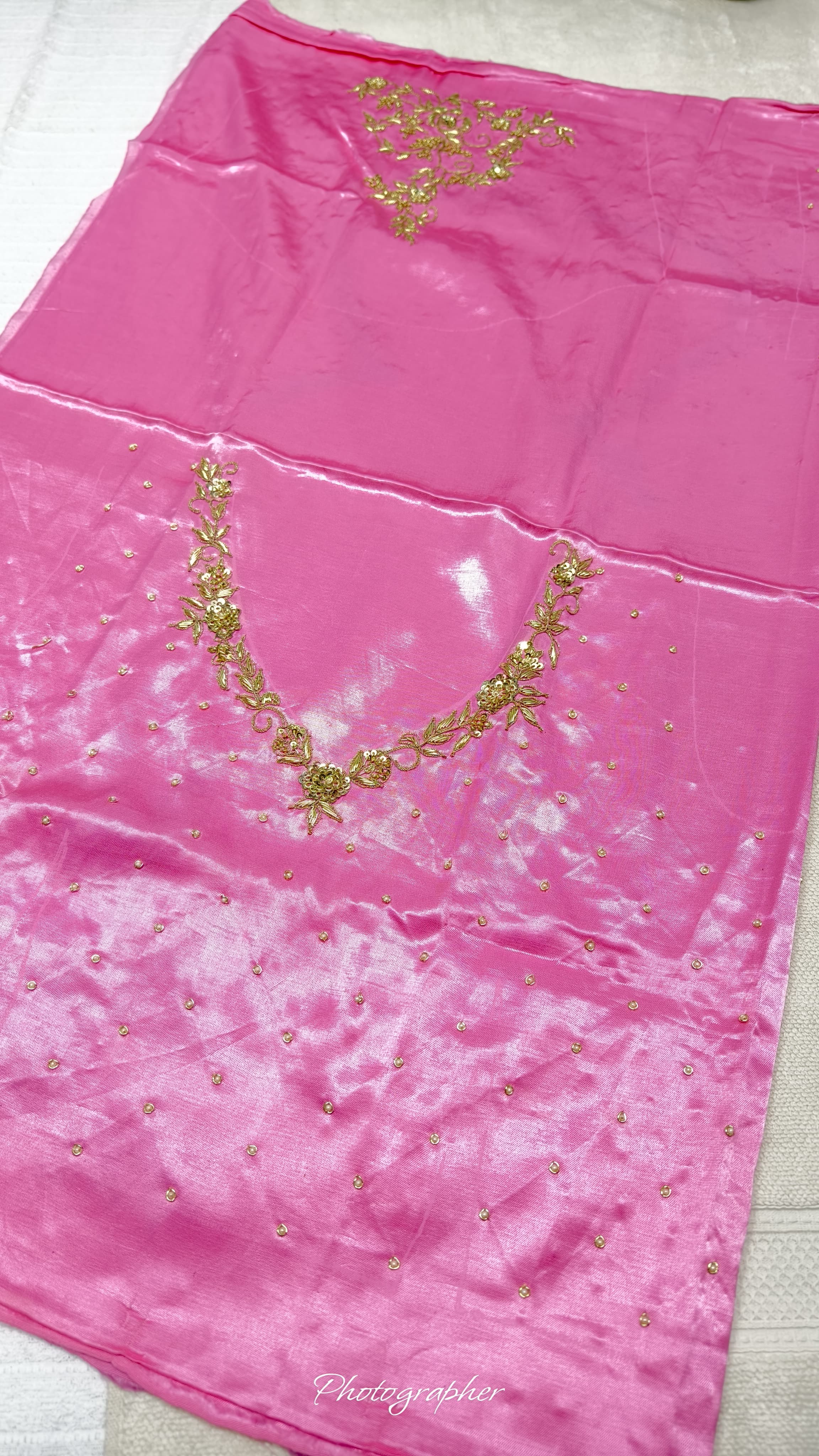 Pure Masru Gaji Silk Blouse Piece With Pearl Jardoshi Work