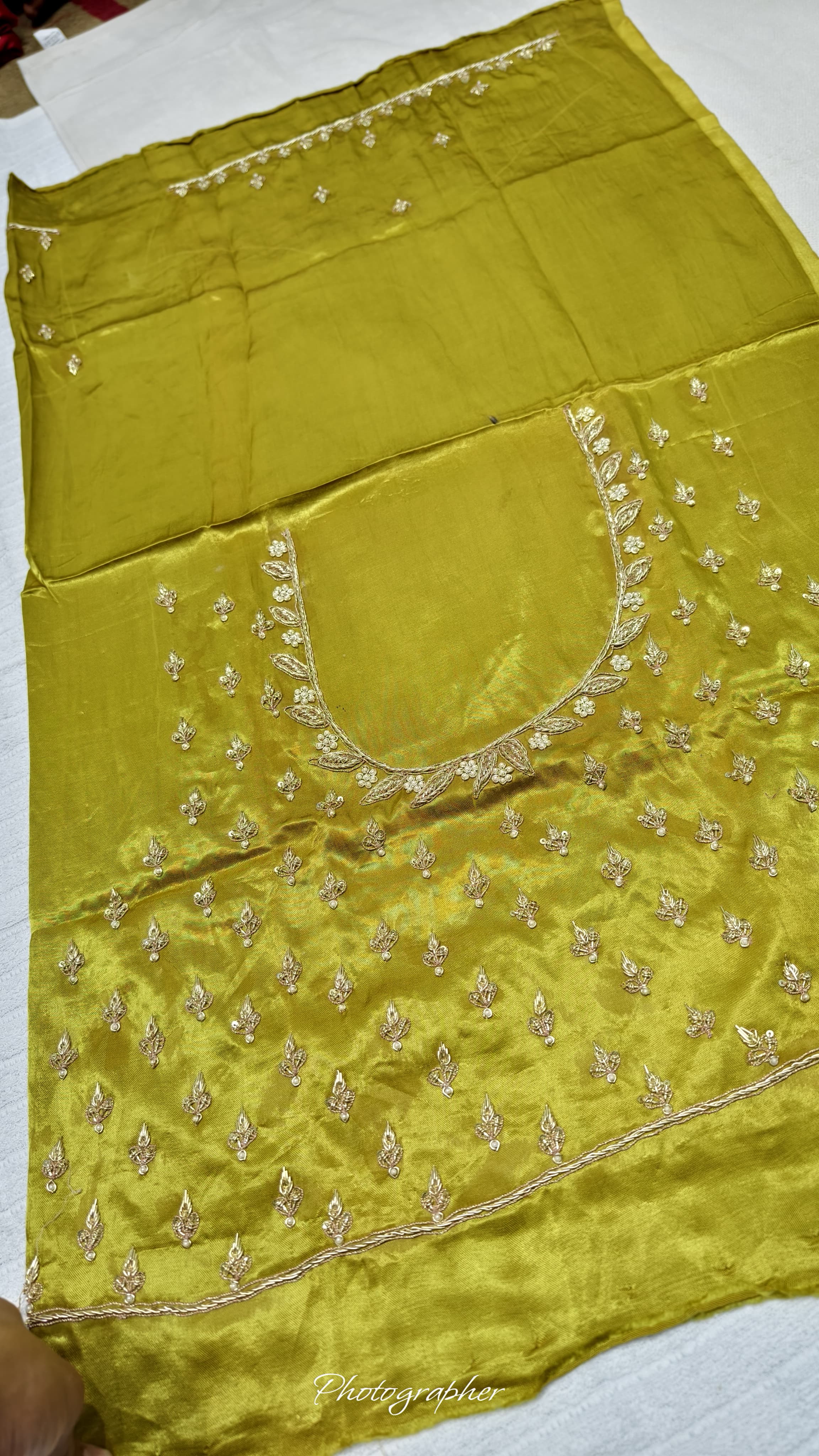 Pure Masru Gaji Silk Blouse Piece With Pearl Jardoshi Work