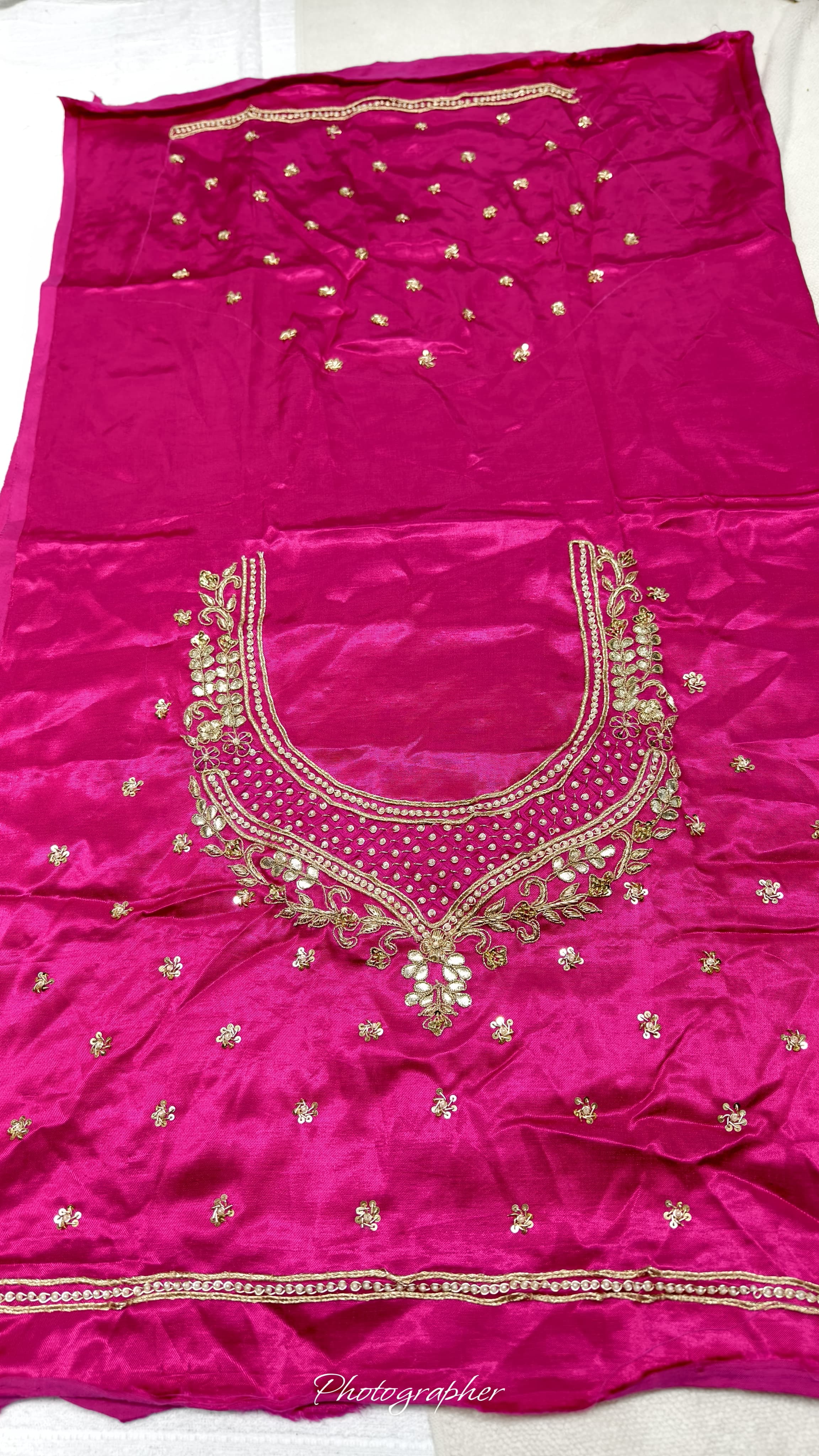 Pure Masru Gaji Silk Blouse Piece With Pearl Jardoshi Work Hand Work Blouse