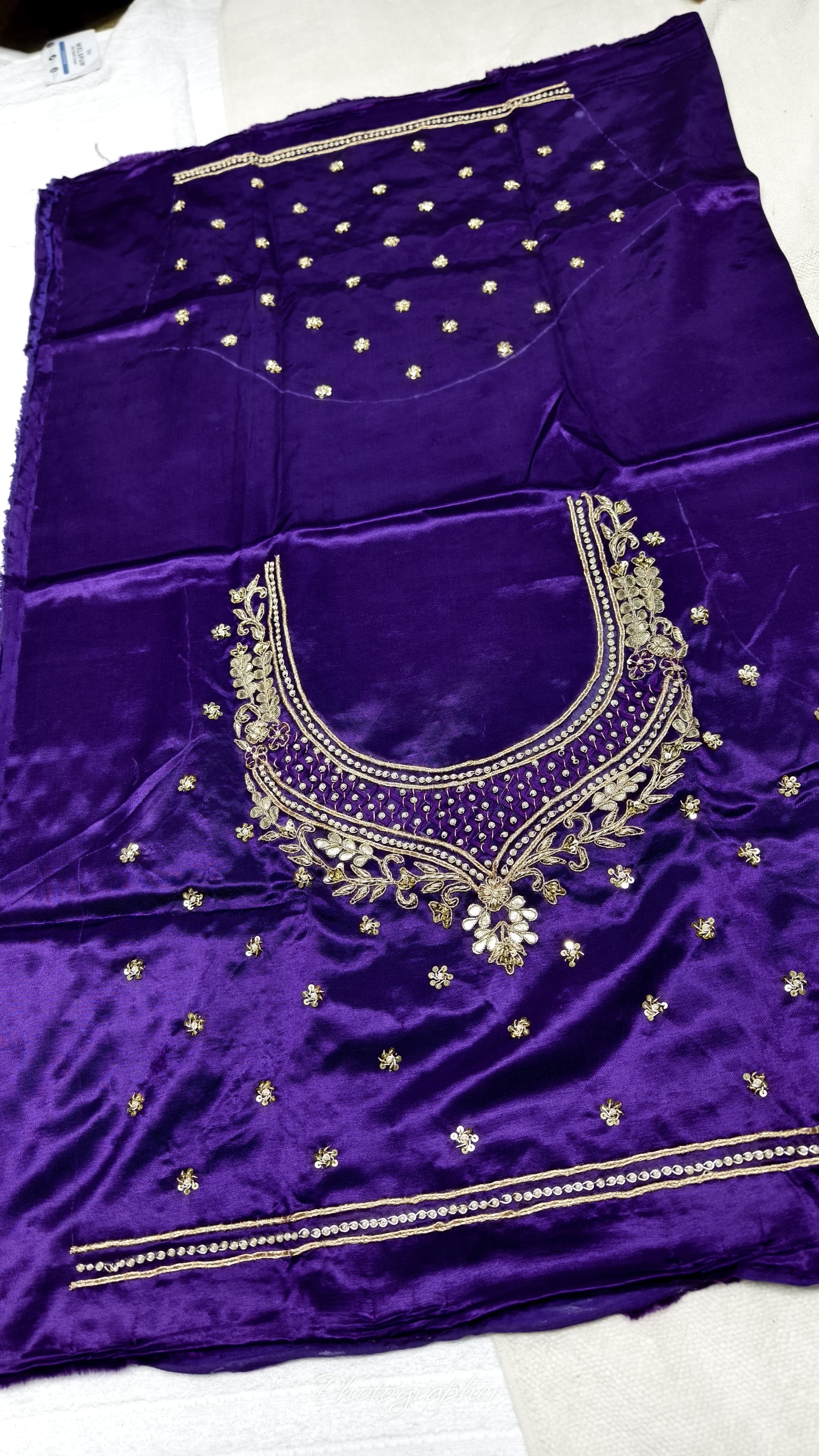 Pure Masru Gaji Silk Blouse Piece With Pearl Jardoshi Work Hand Work Blouse