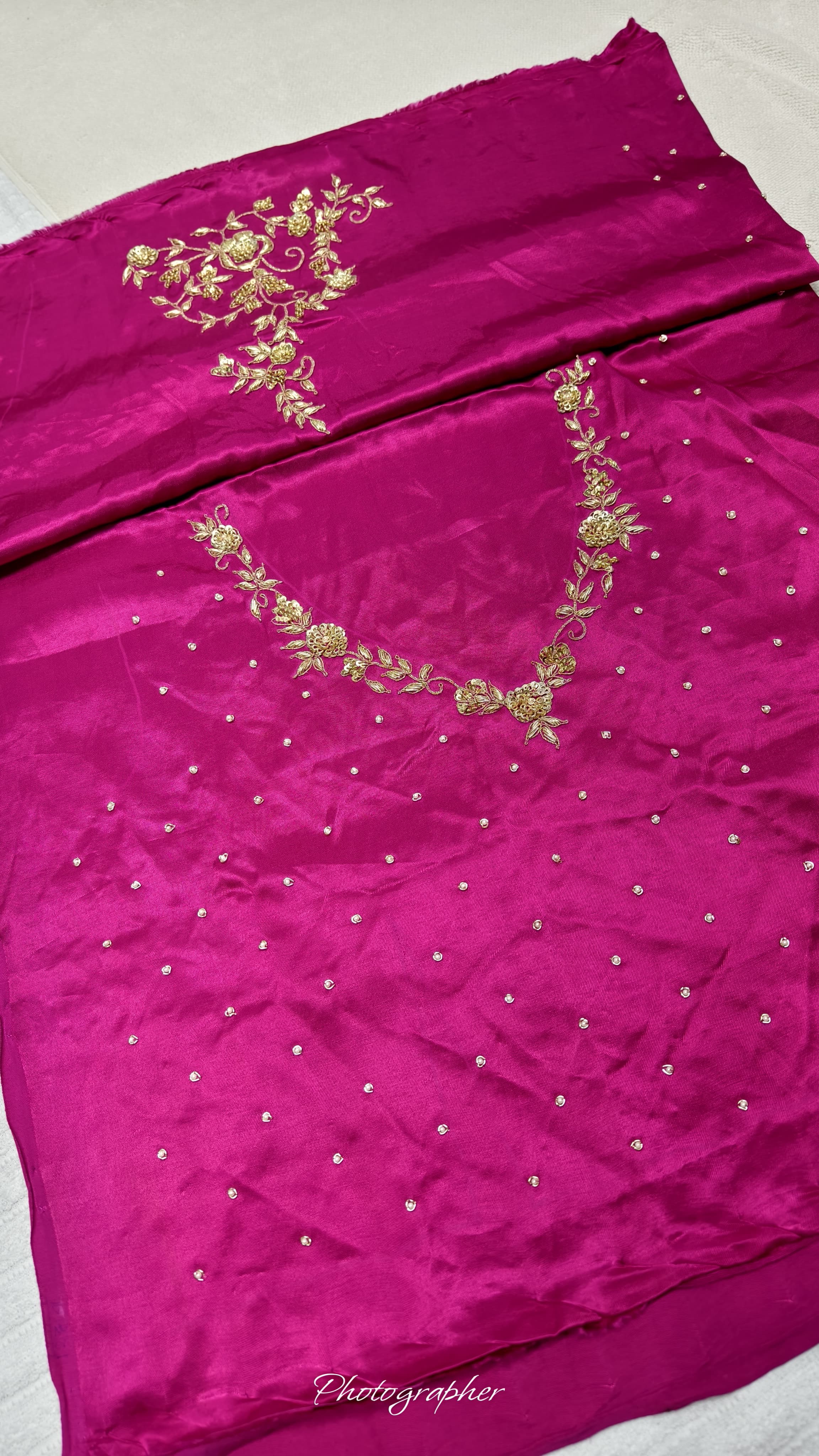 Pure Masru Gaji Silk Blouse Piece With Pearl Jardoshi Work Hand Work Blouse