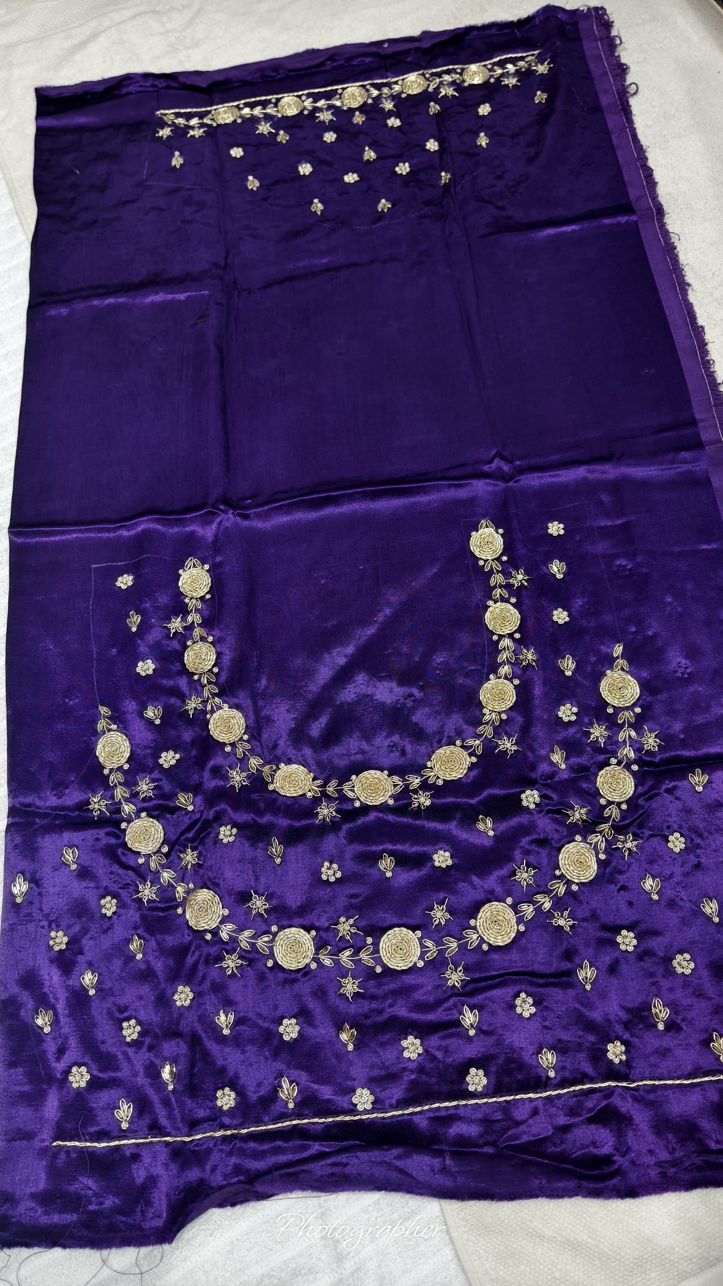 Pure Masru Gaji Silk Blouse Piece With Pearl Jardoshi Work Hand Work Blouse