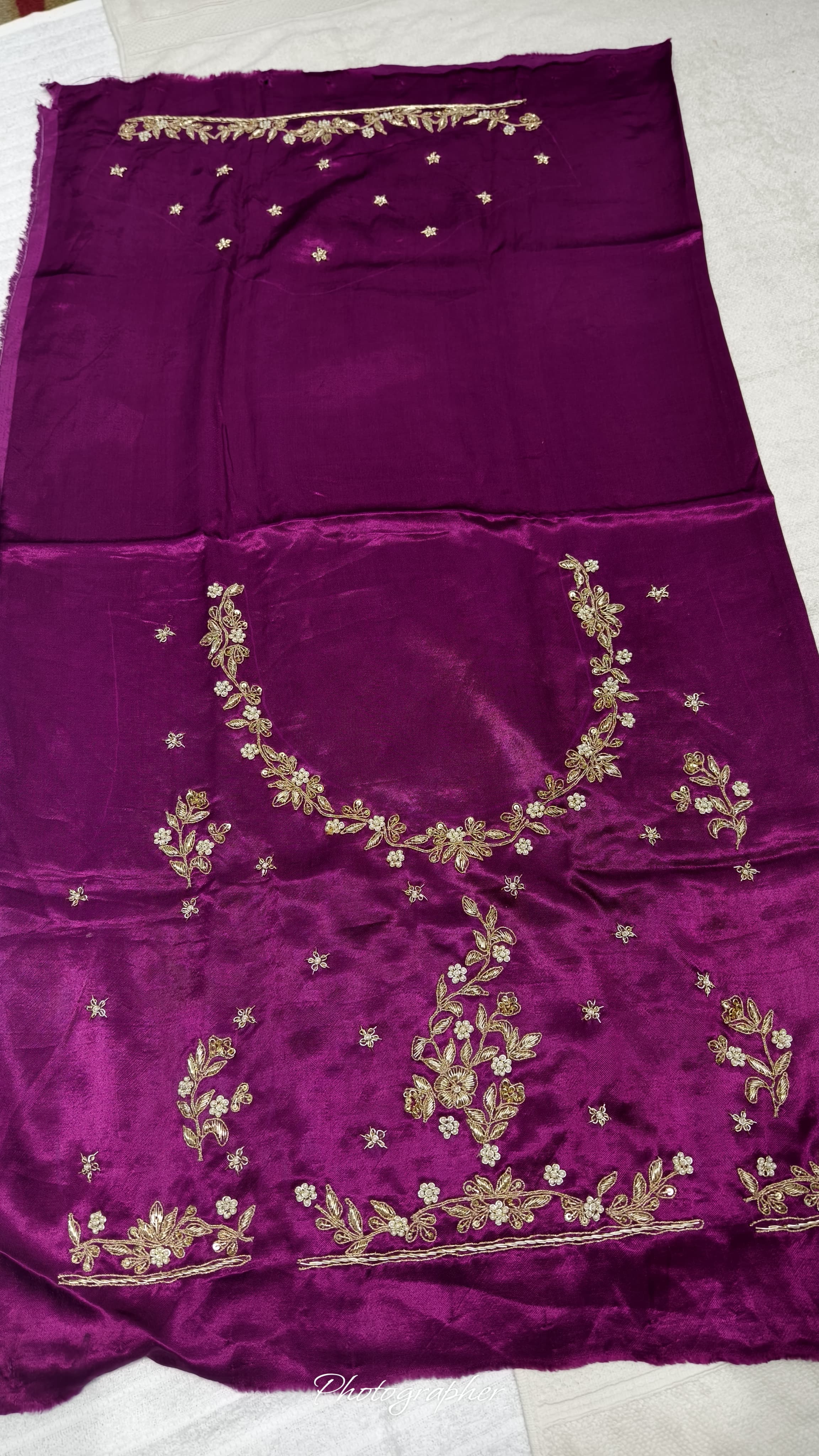 Pure Masru Gaji Silk Blouse Piece With Pearl Jardoshi Work Hand Work Blouse