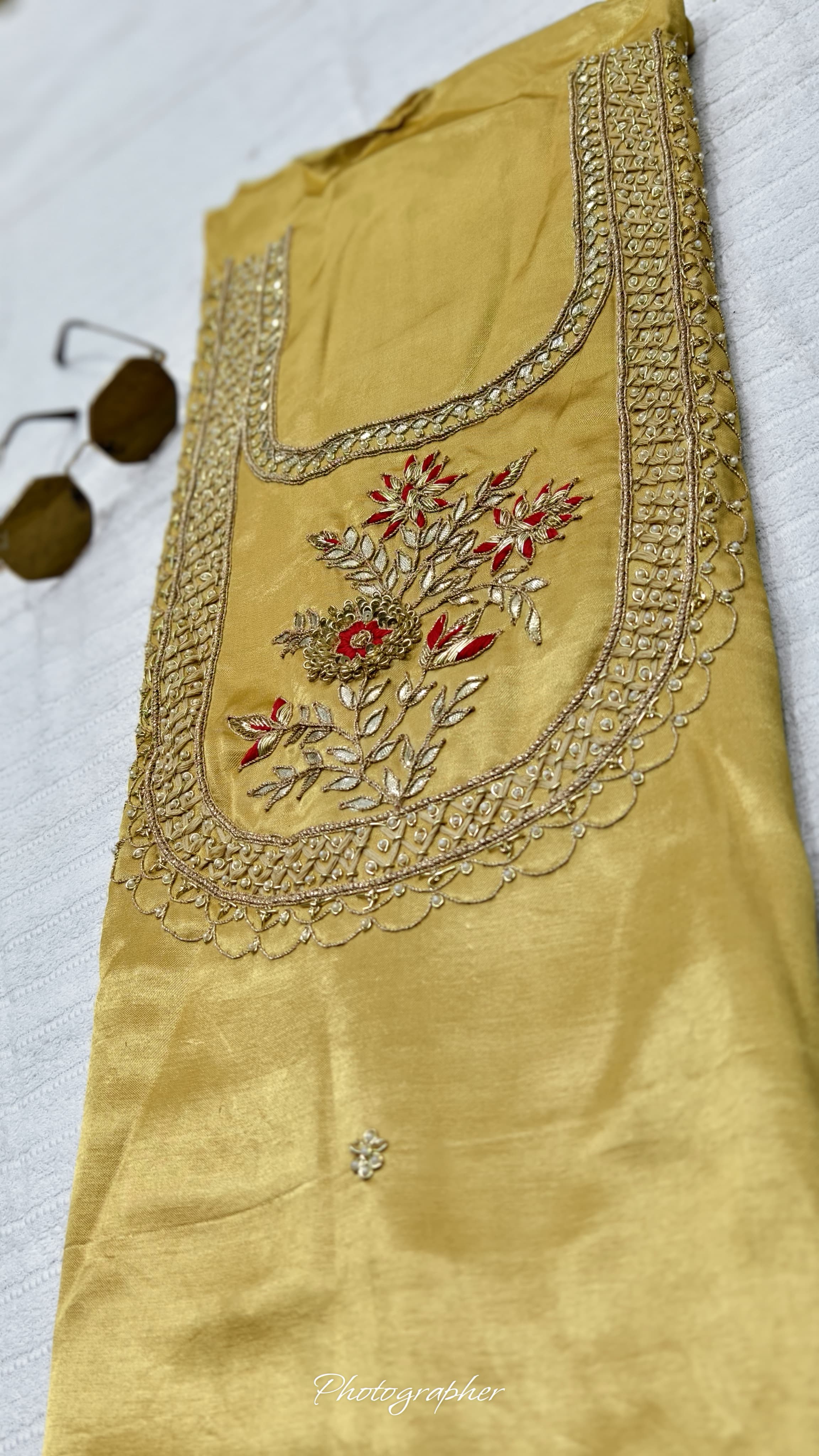Pure Masru Gaji Silk Piece With Pearl Jardoshi Work