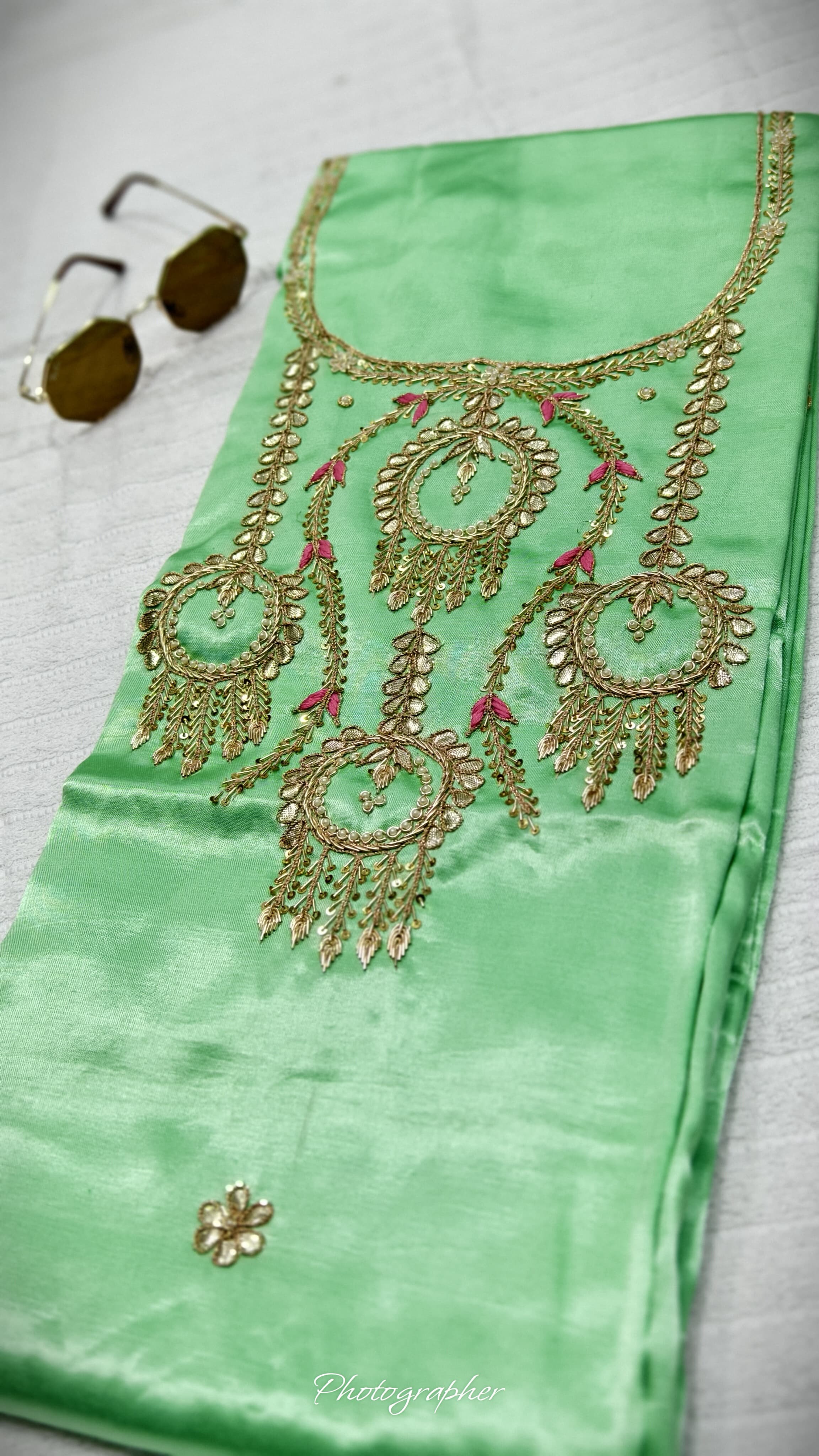 Pure Masru Gaji Silk Piece With Pearl Jardoshi Work