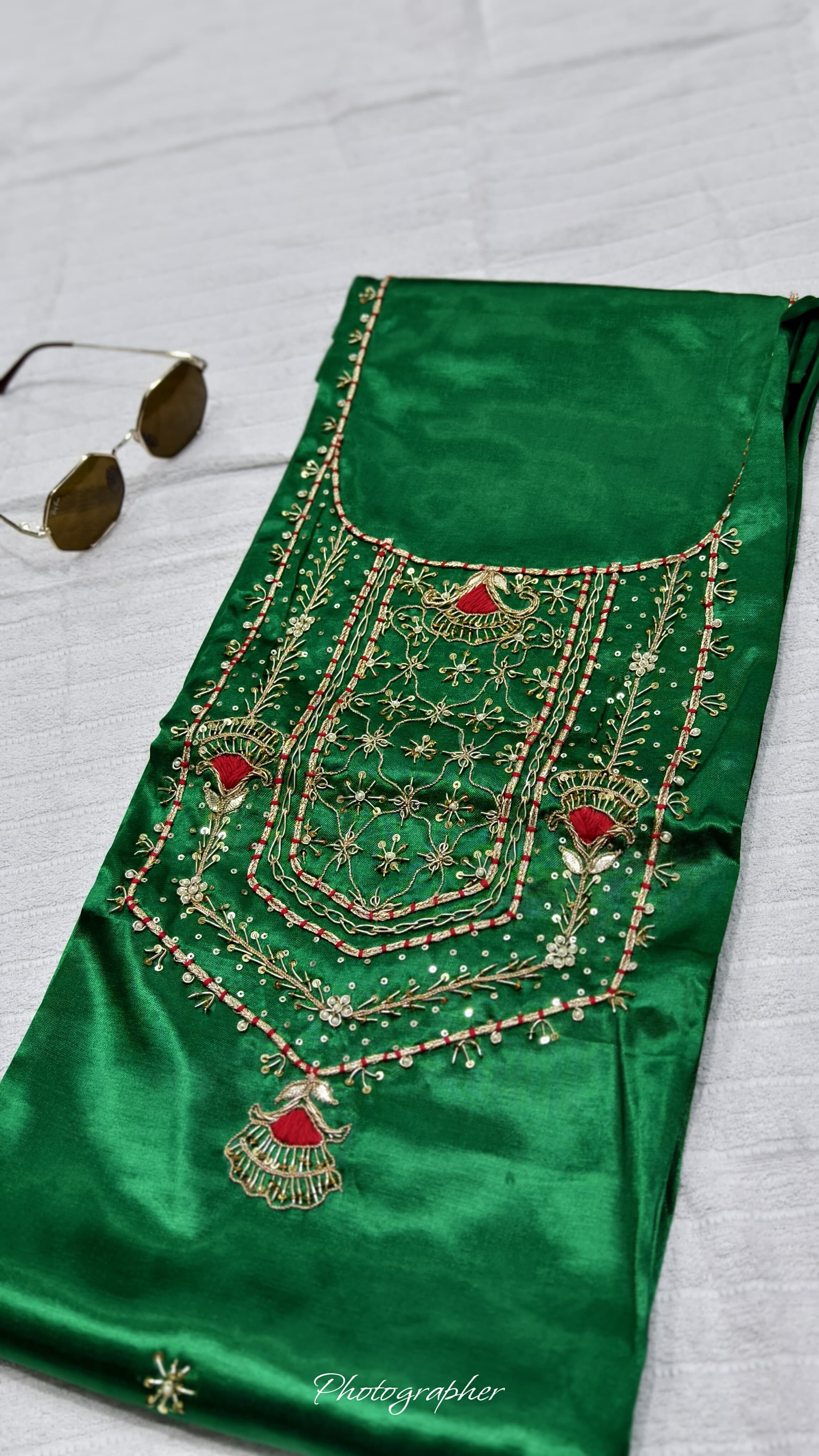 Pure Masru Gaji Silk Piece With Pearl Jardoshi Work