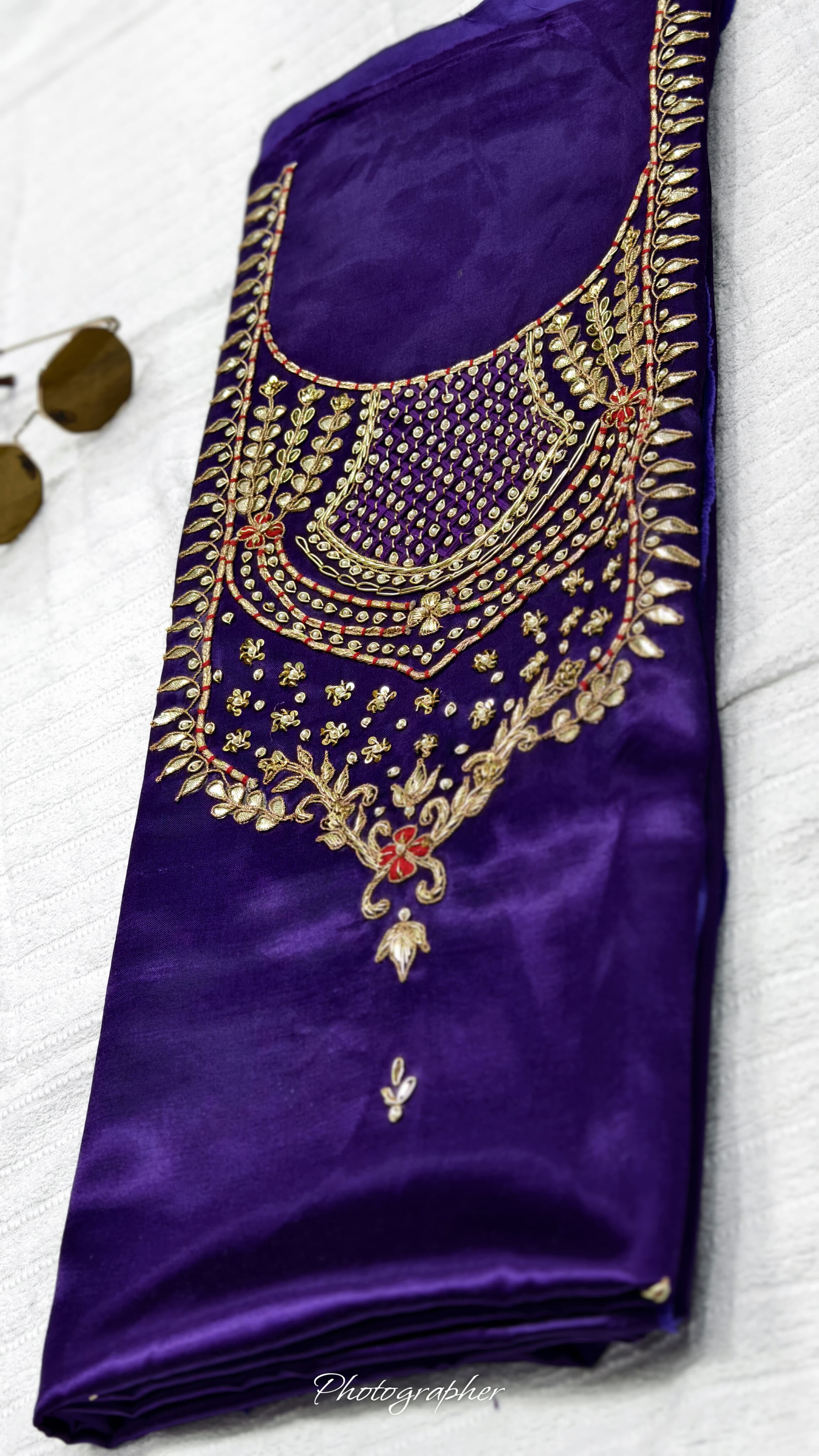 Pure Masru Gaji Silk Piece With Pearl Jardoshi Work