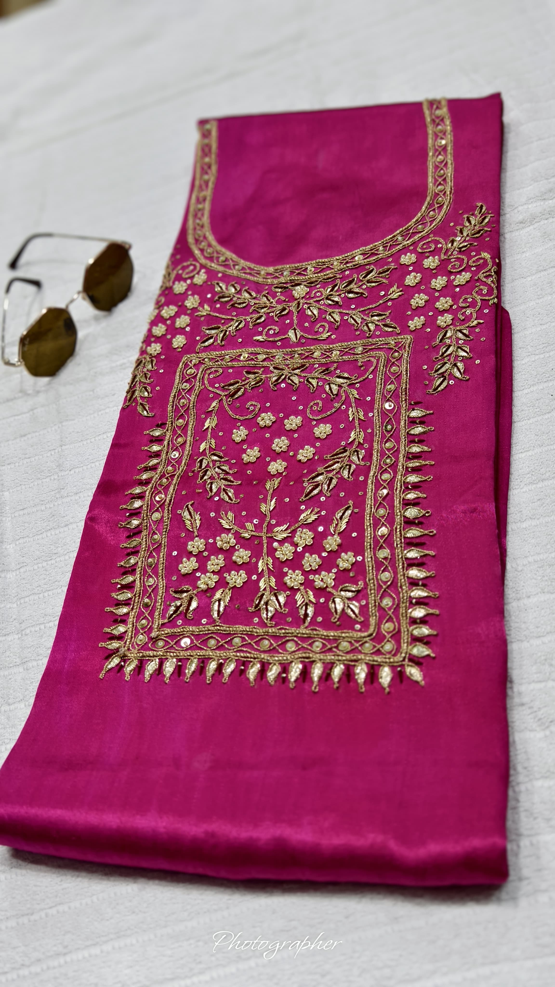Pure Masru Gaji Silk Piece With Pearl Jardoshi Work