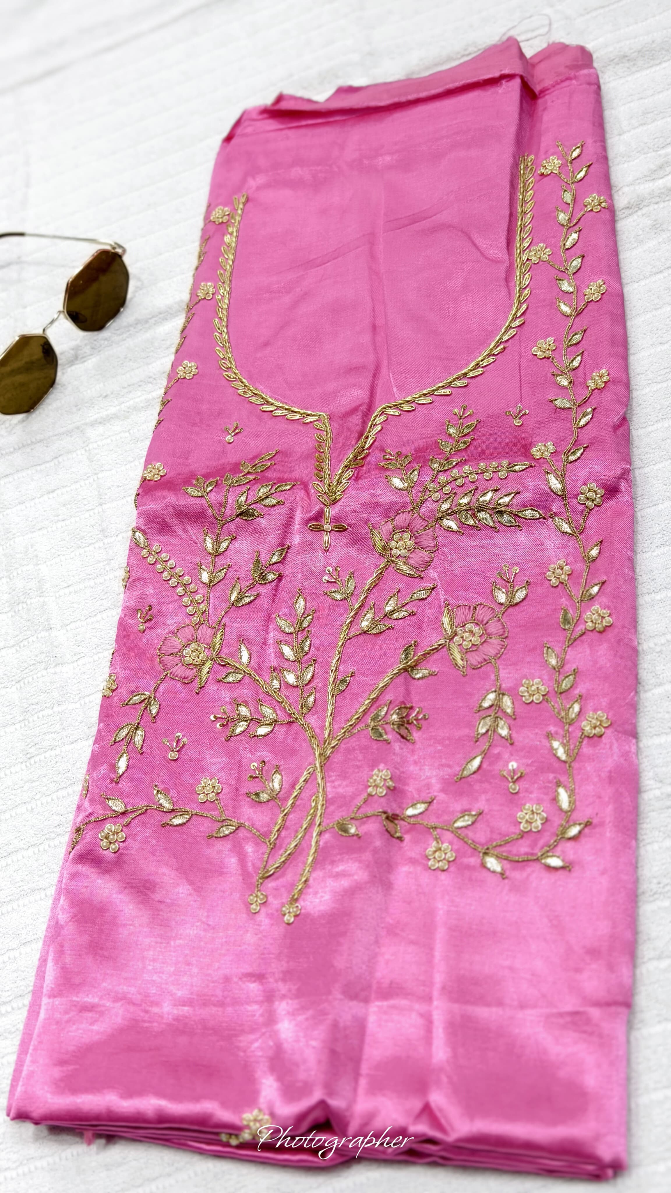 Pure Masru Gaji Silk Piece With Pearl Jardoshi Work