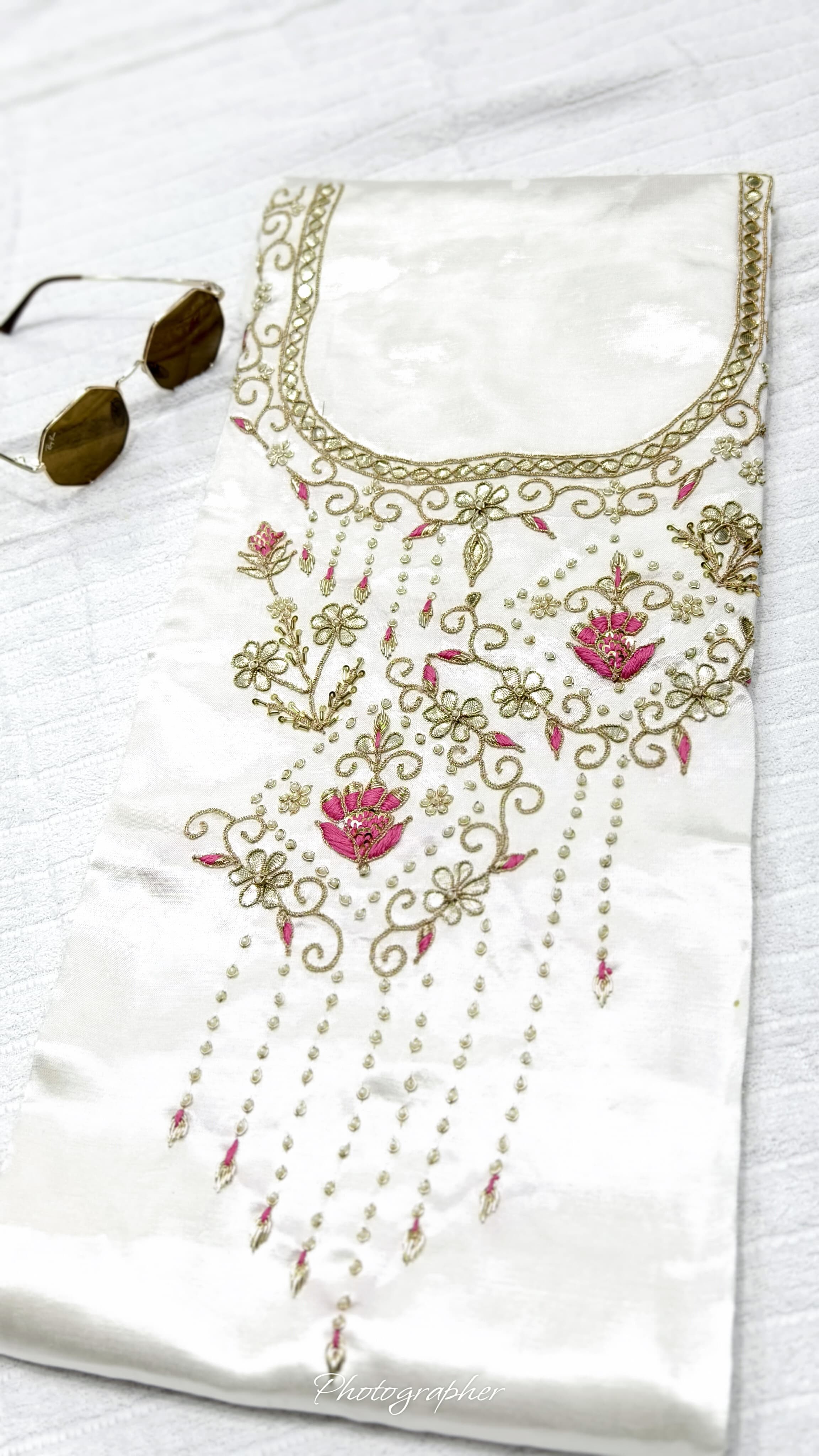 Pure Masru Gaji Silk Piece With Pearl Jardoshi Work