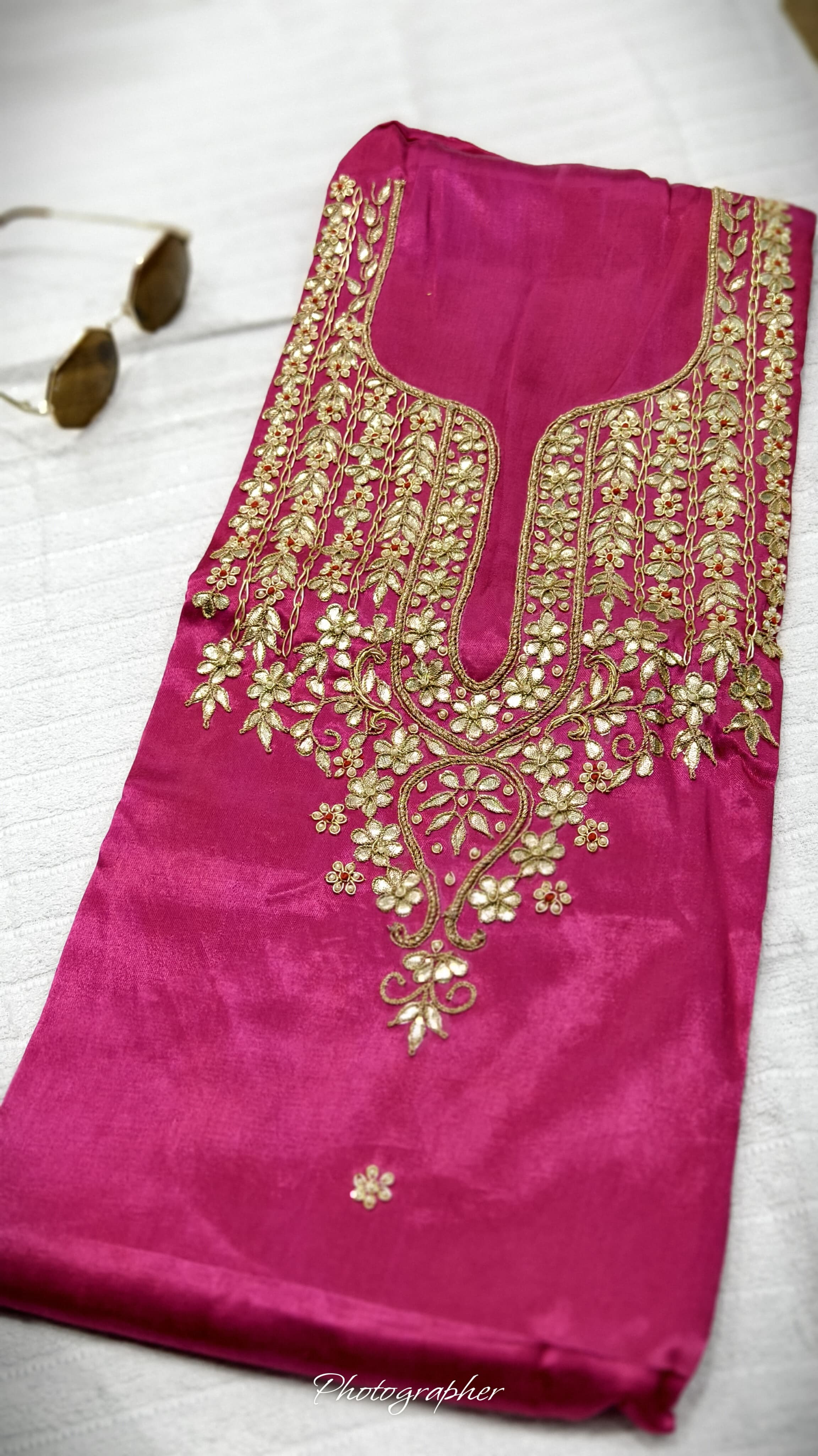 Pure Masru Gaji Silk Piece With Pearl Jardoshi Work