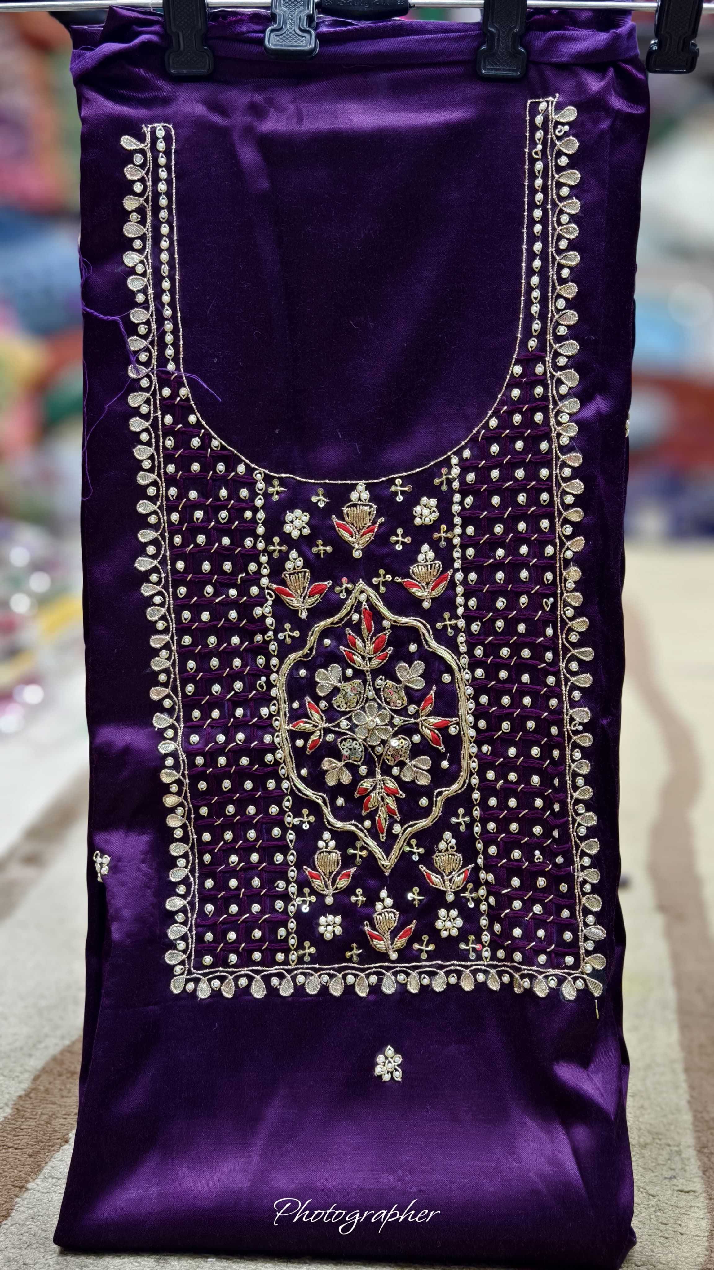 Pure Masru Gaji Silk Piece With Pearl Jardoshi Work