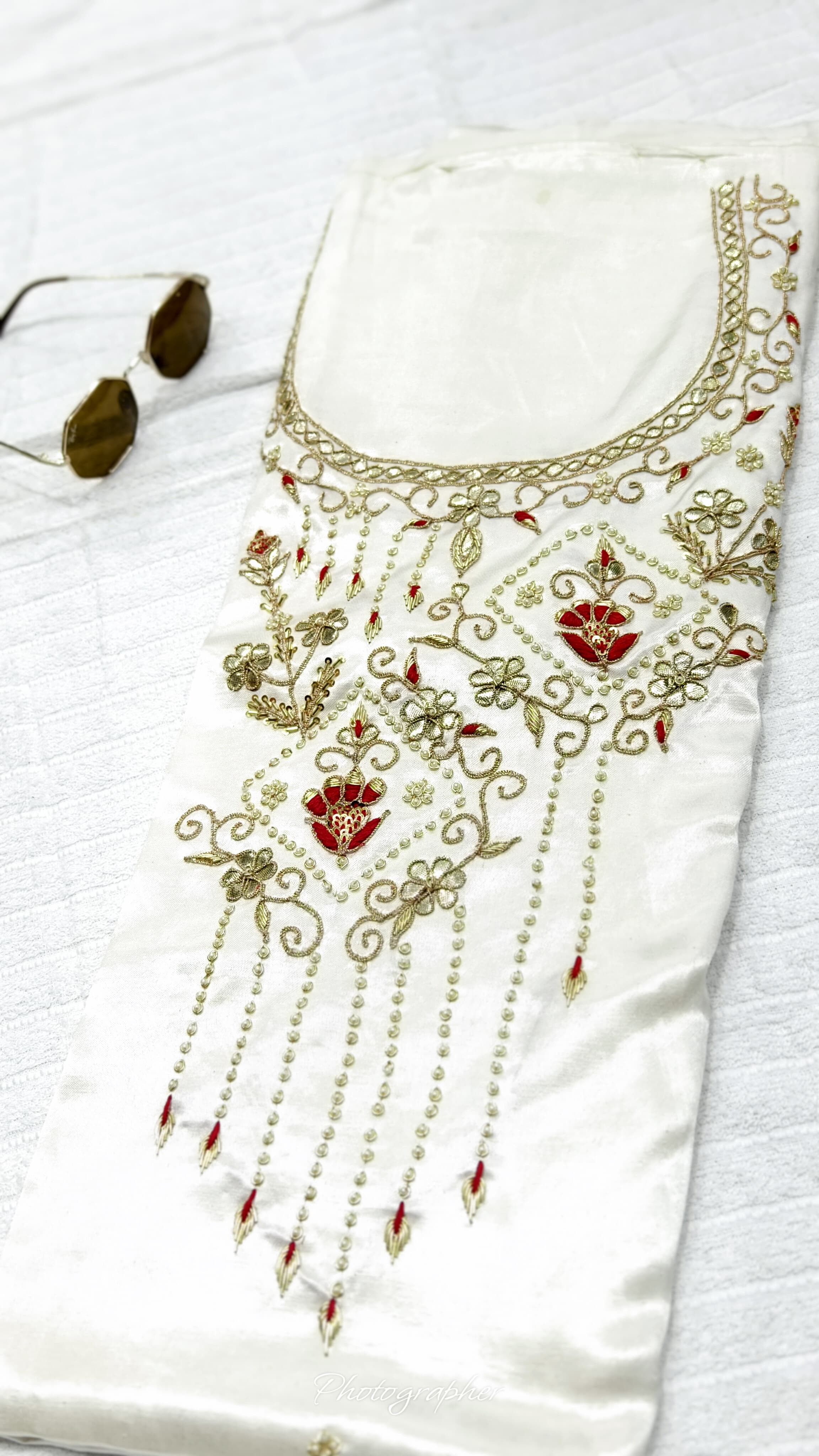 Pure Masru Gaji Silk Piece With Pearl Jardoshi Work