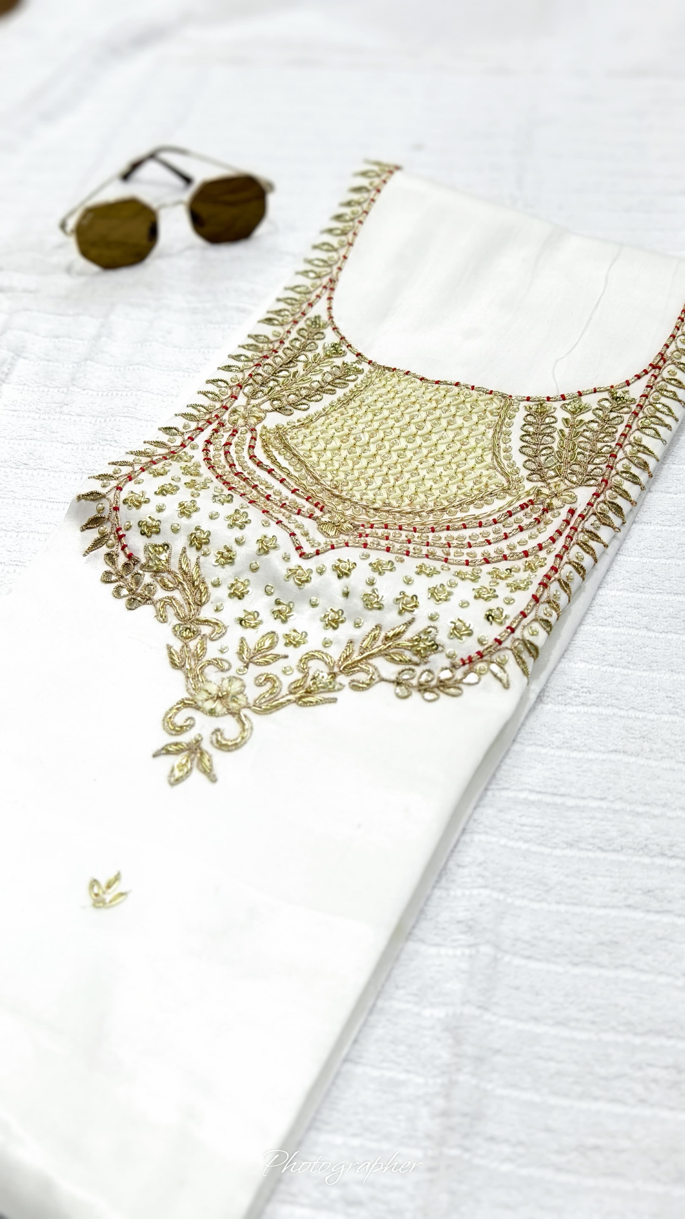 Pure Masru Gaji Silk Piece With Pearl Jardoshi Work