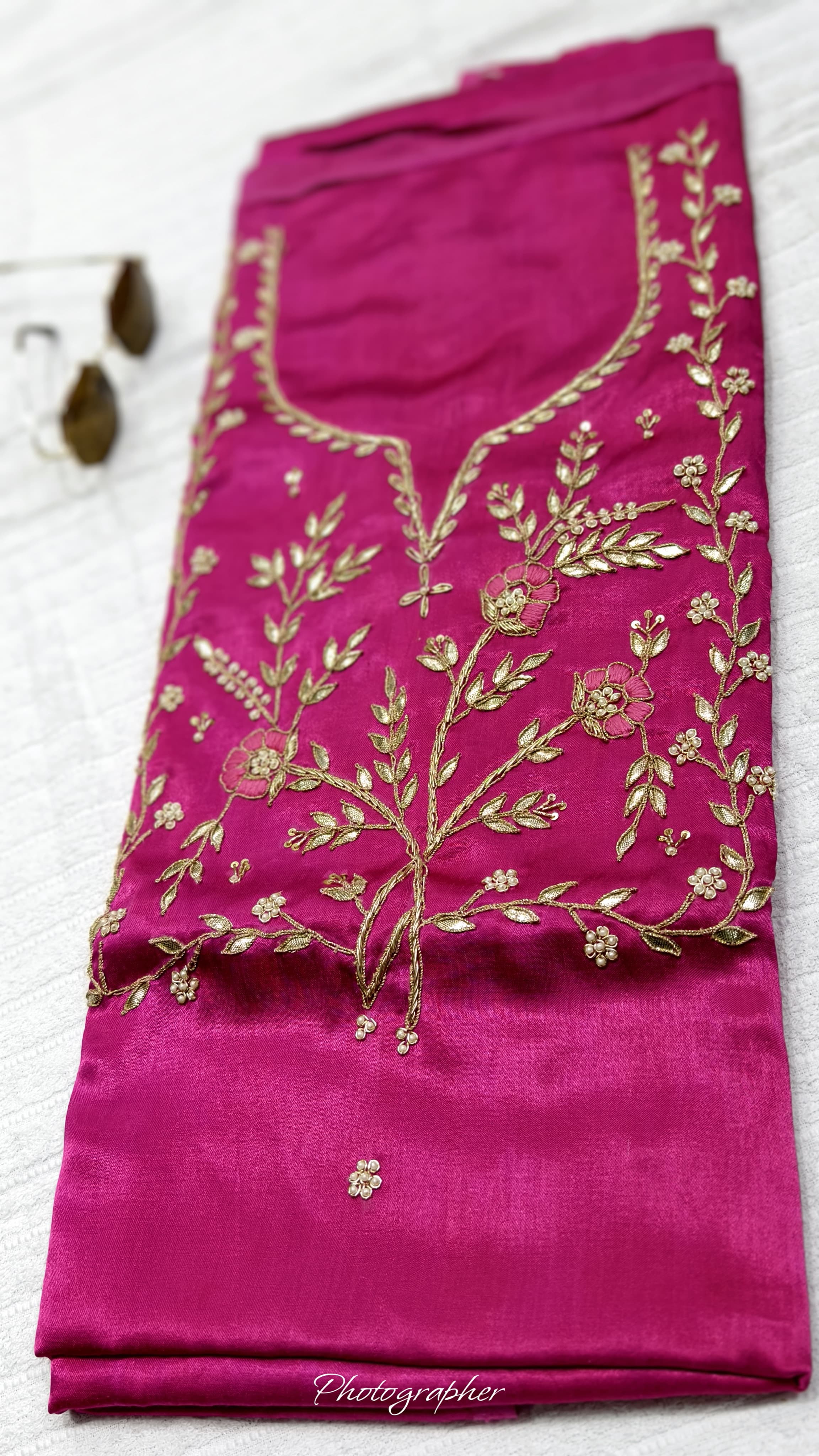 Pure Masru Gaji Silk Piece With Pearl Jardoshi Work