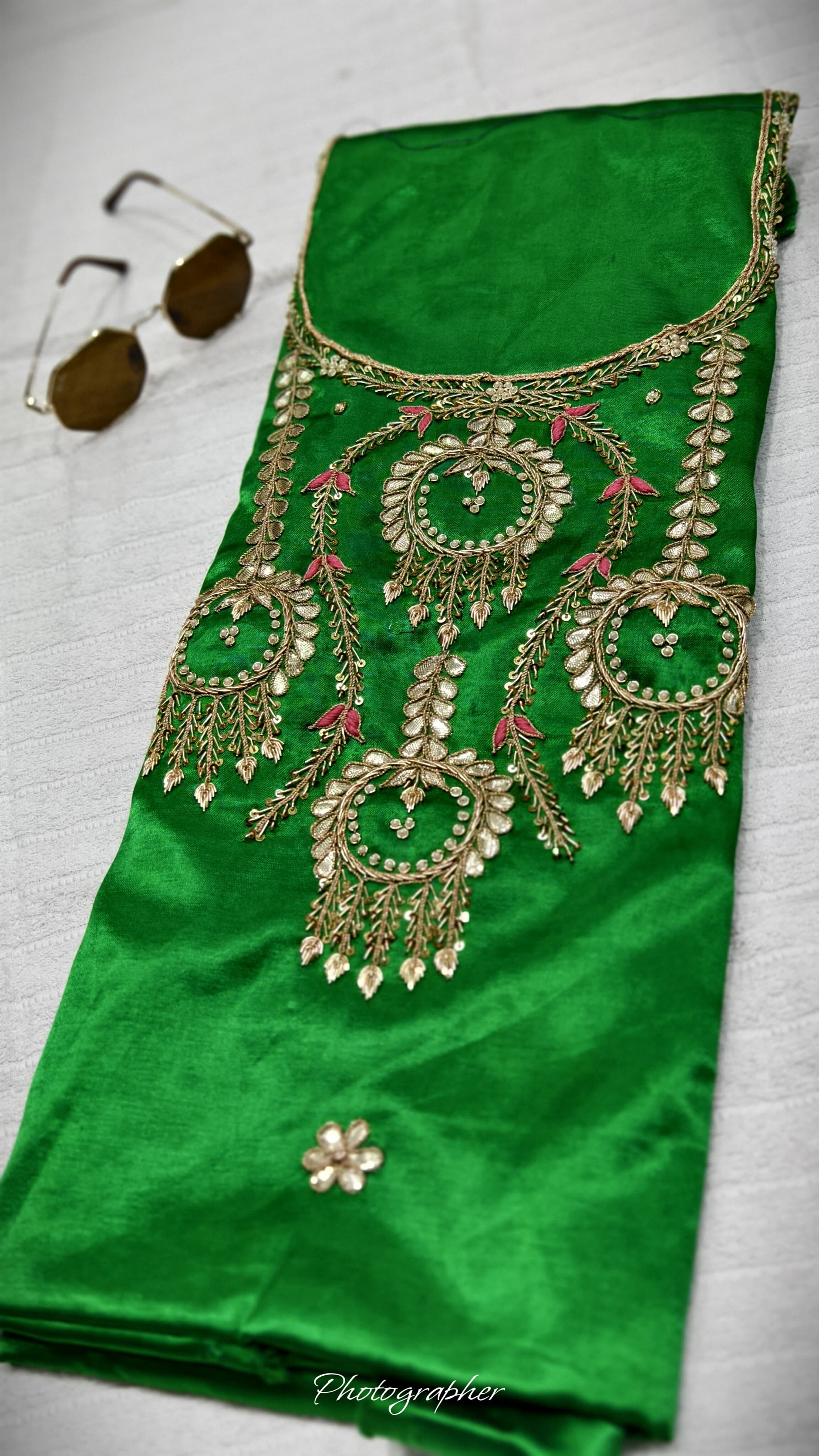 Pure Masru Gaji Silk Piece With Pearl Jardoshi Work