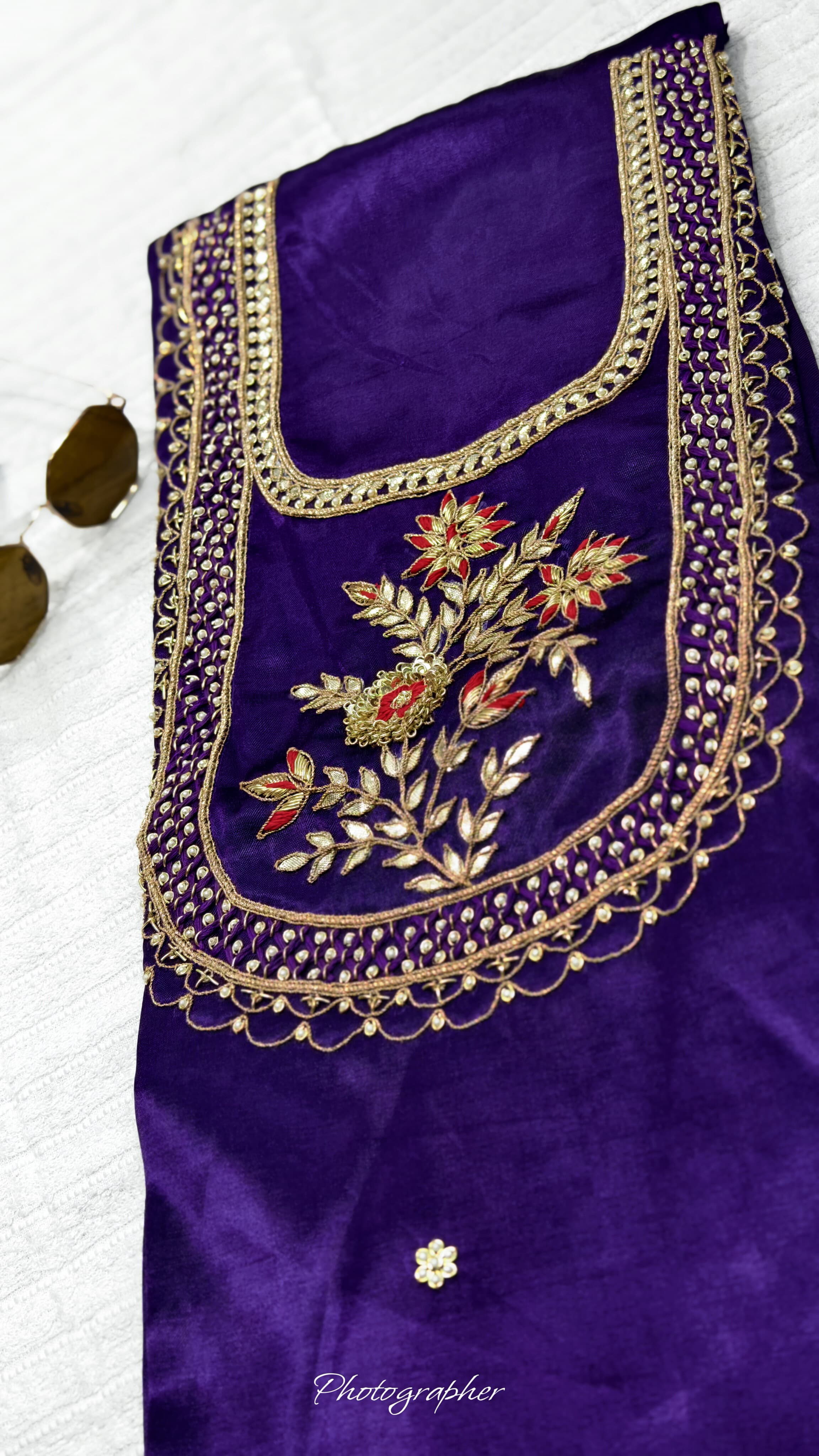 Pure Masru Gaji Silk Piece With Pearl Jardoshi Work