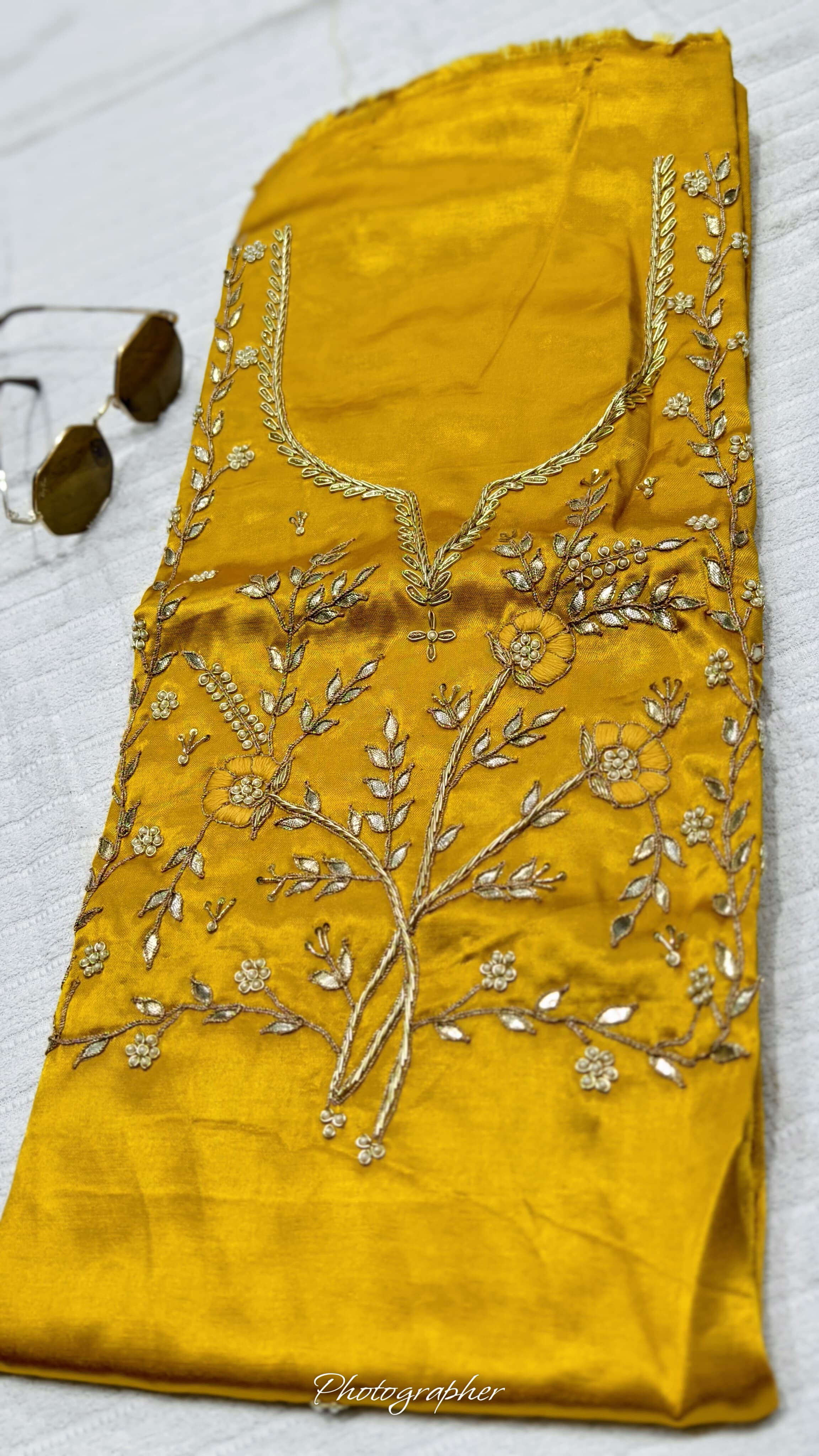 Pure Masru Gaji Silk Piece With Pearl Jardoshi Work