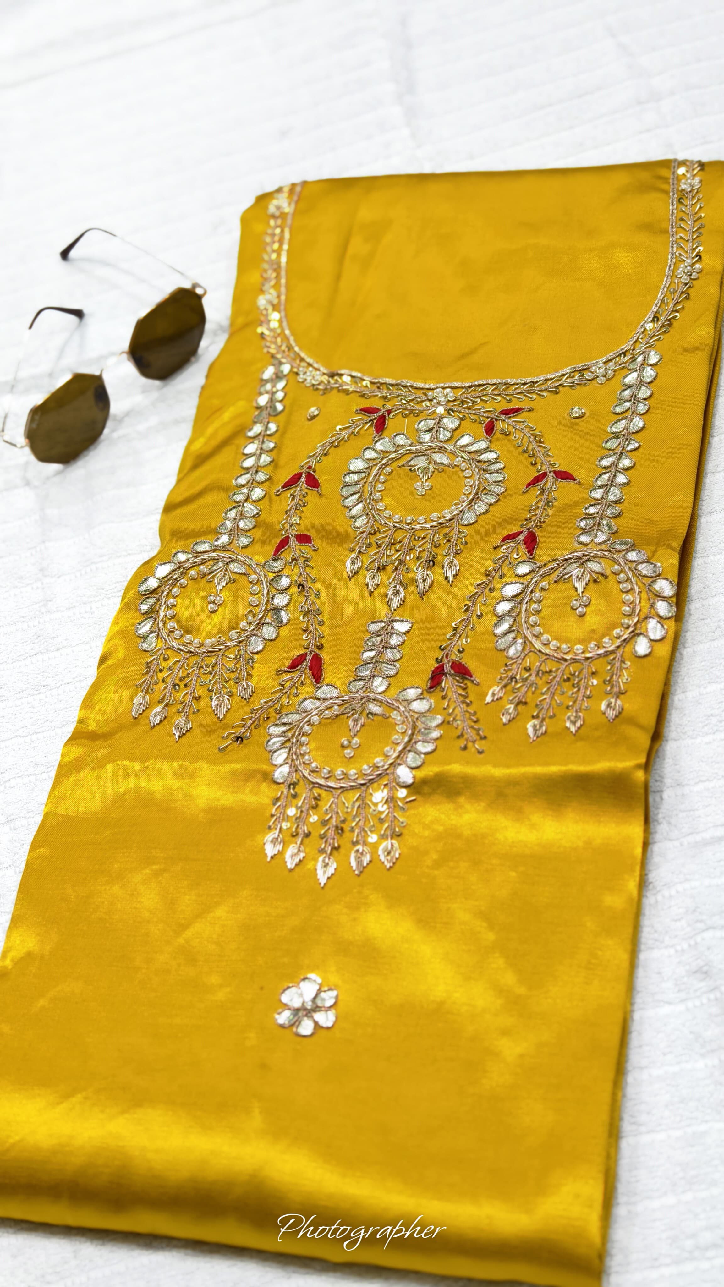 Pure Masru Gaji Silk Piece With Pearl Jardoshi Work