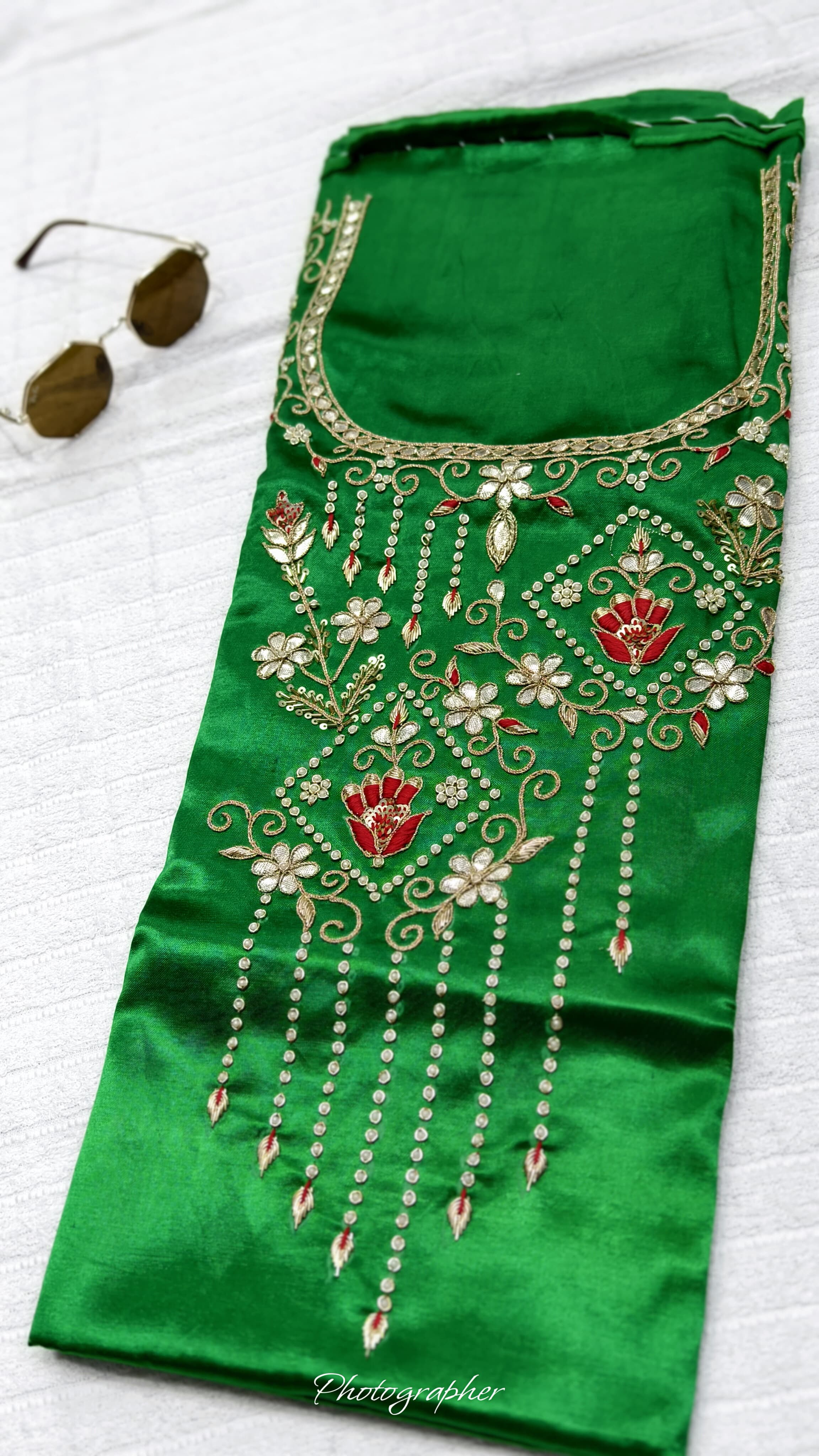 Pure Masru Gaji Silk Piece With Pearl Jardoshi Work