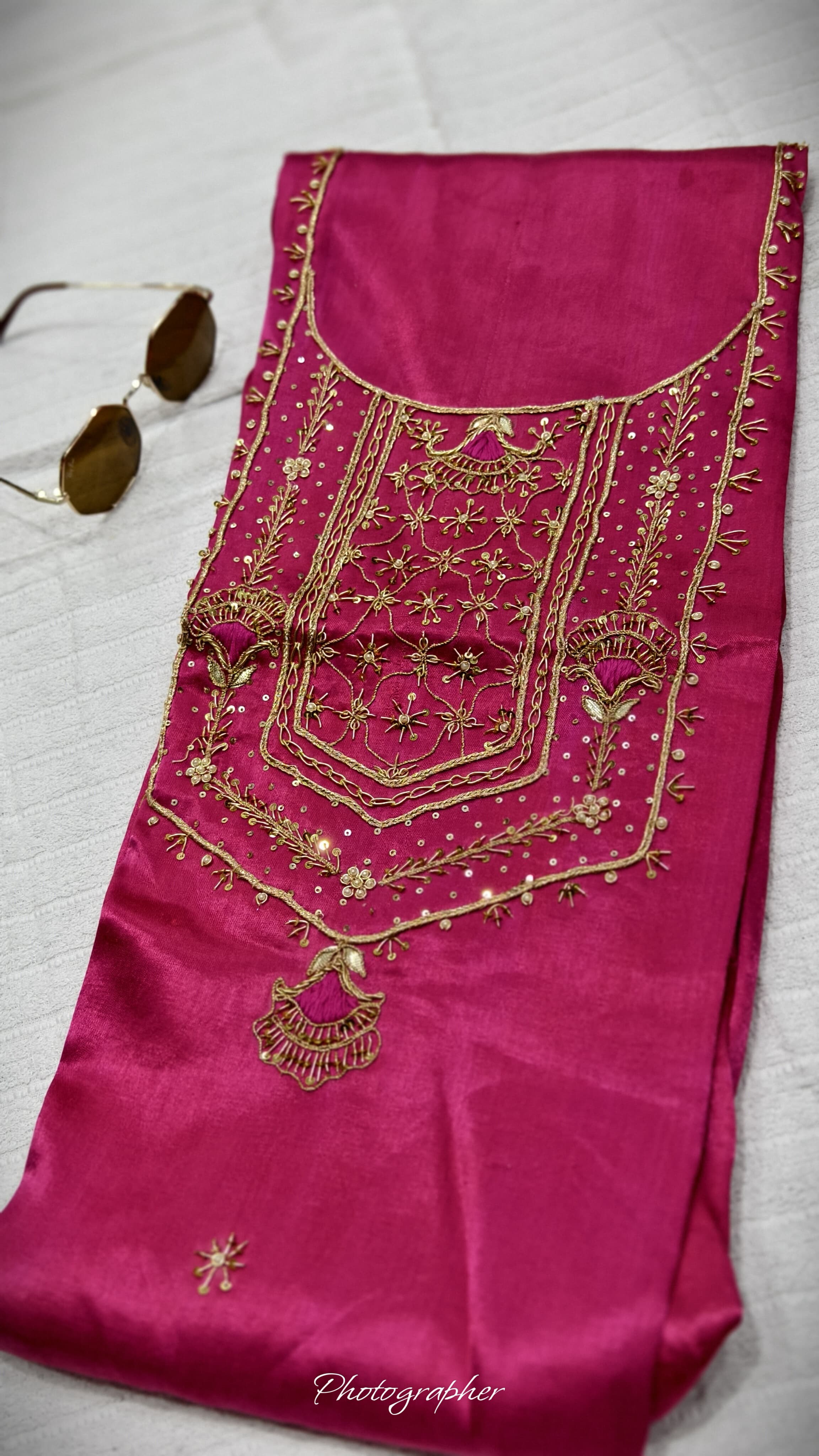 Pure Masru Gaji Silk Piece With Pearl Jardoshi Work
