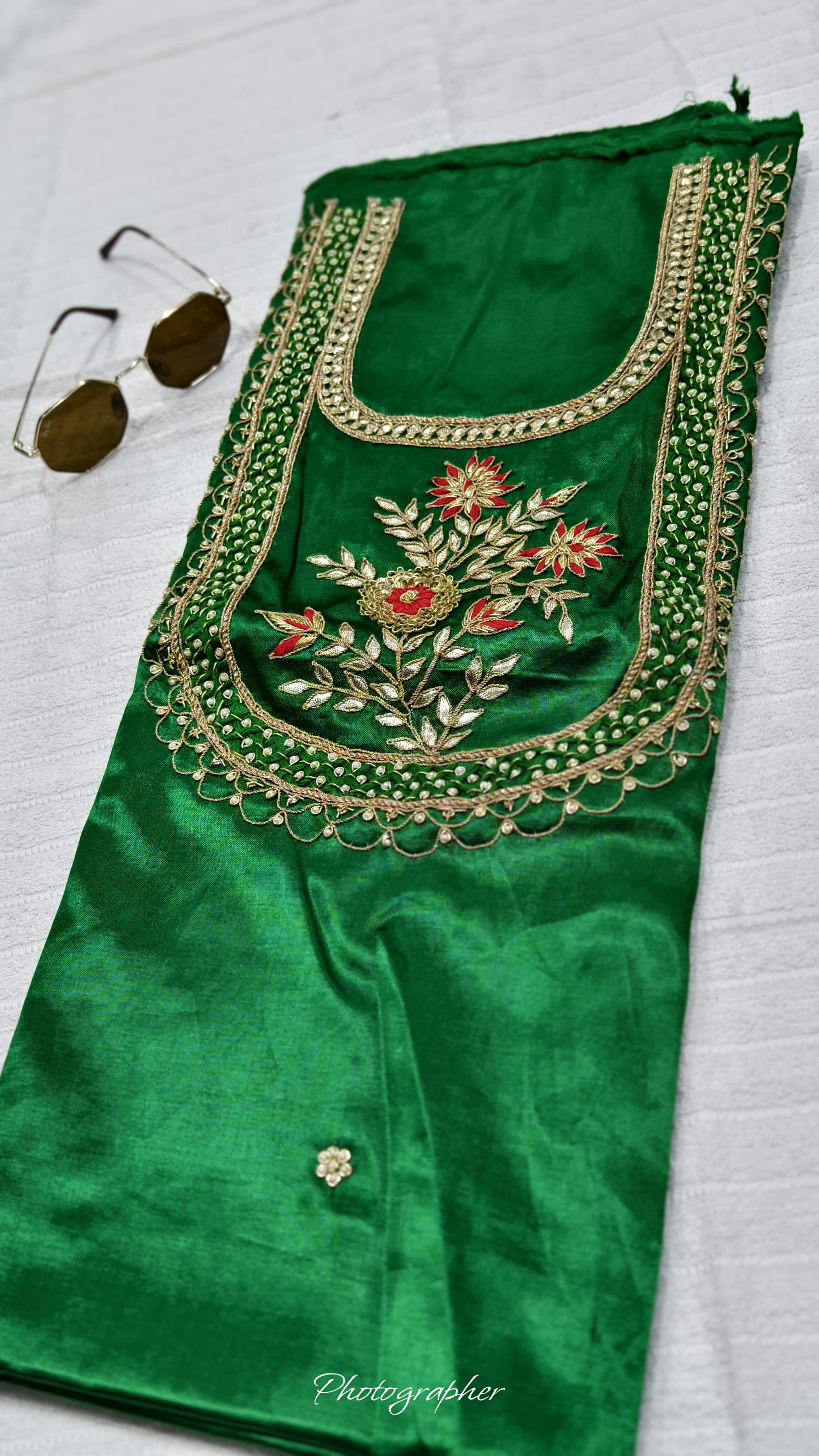 Pure Masru Gaji Silk Piece With Pearl Jardoshi Work