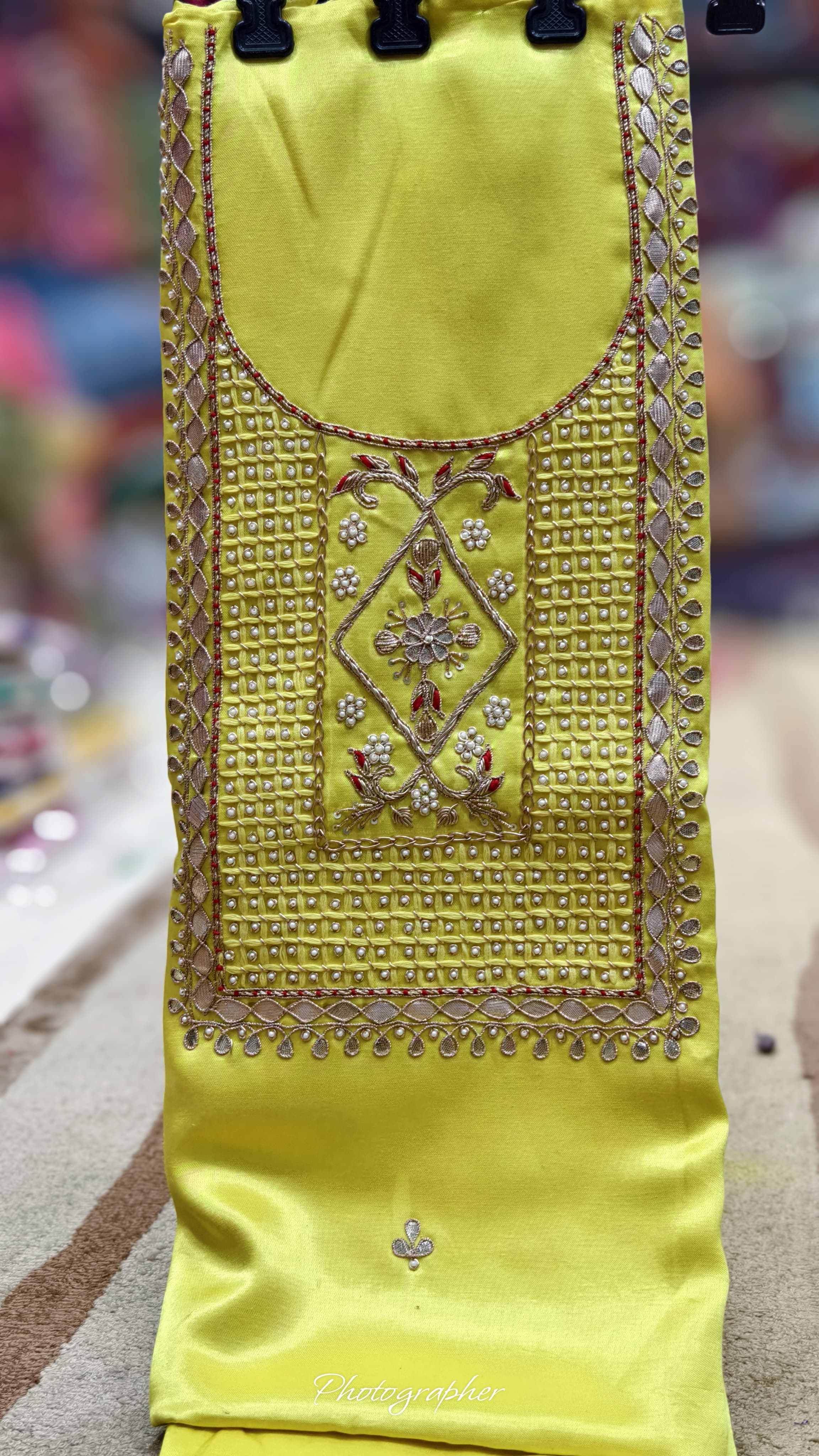 Pure Masru Gaji Silk Piece With Pearl Jardoshi Work