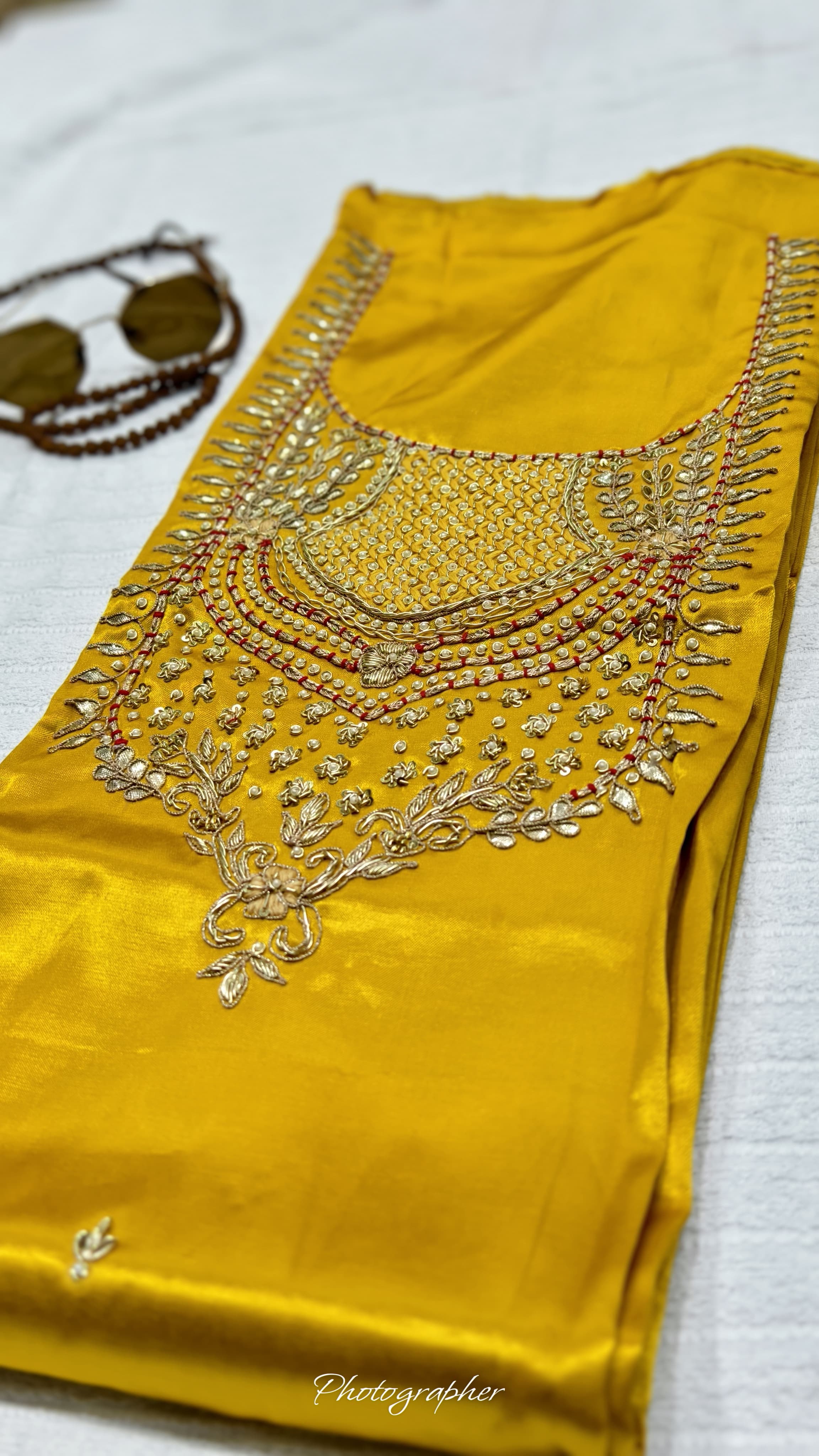 Pure Masru Gaji Silk Piece With Pearl Jardoshi Work