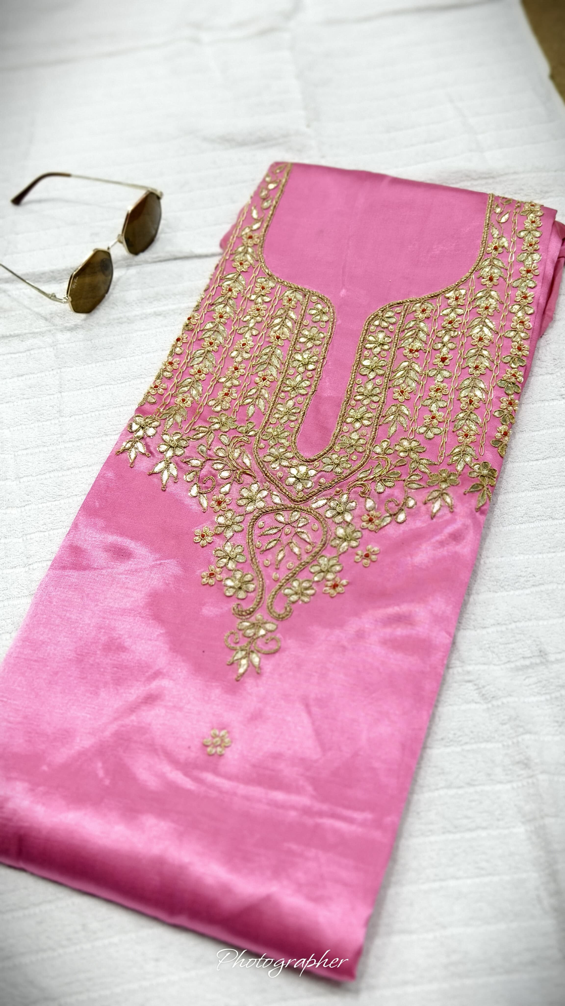 Pure Masru Gaji Silk Piece With Pearl Jardoshi Work