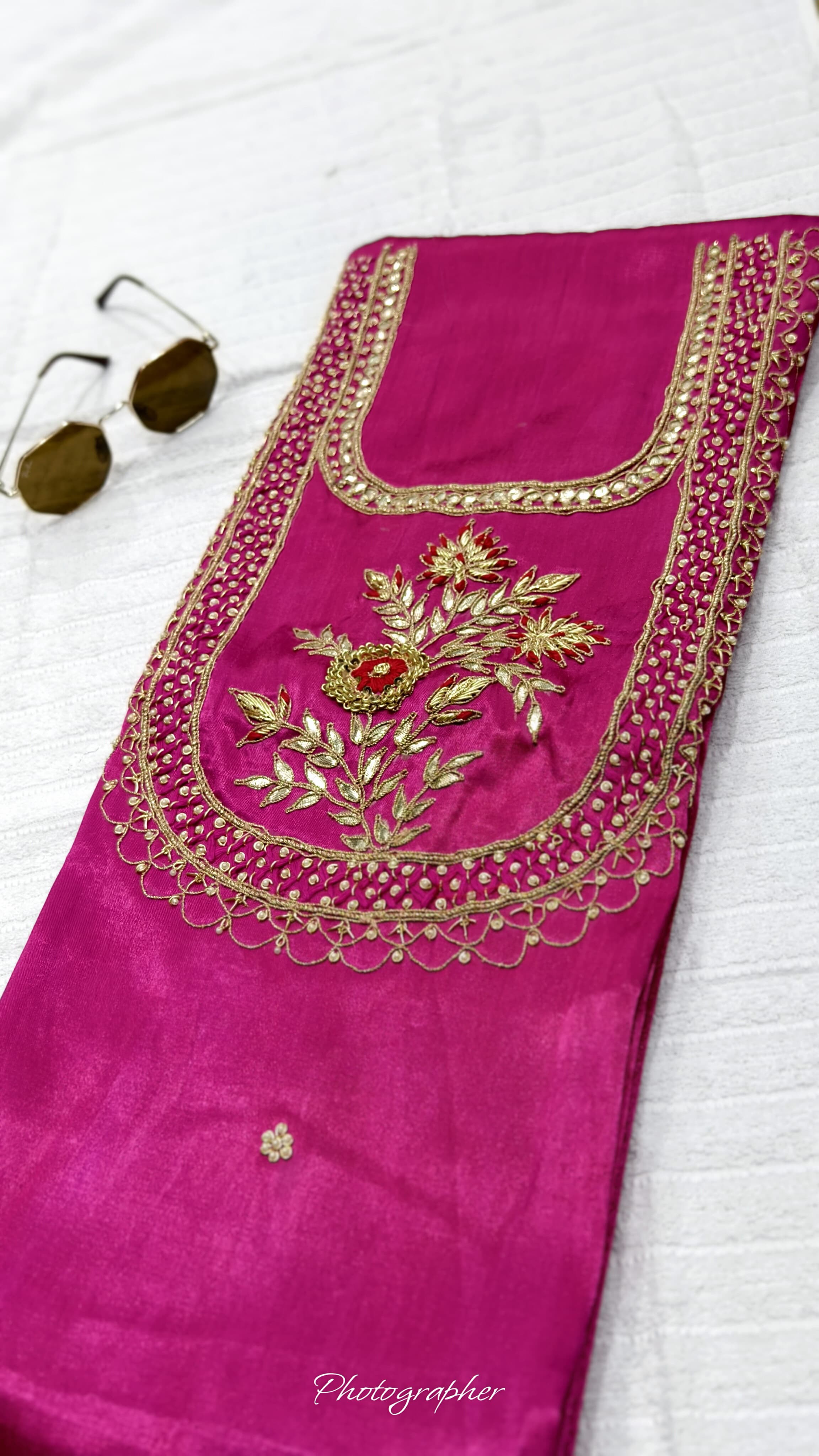 Pure Masru Gaji Silk Piece With Pearl Jardoshi Work