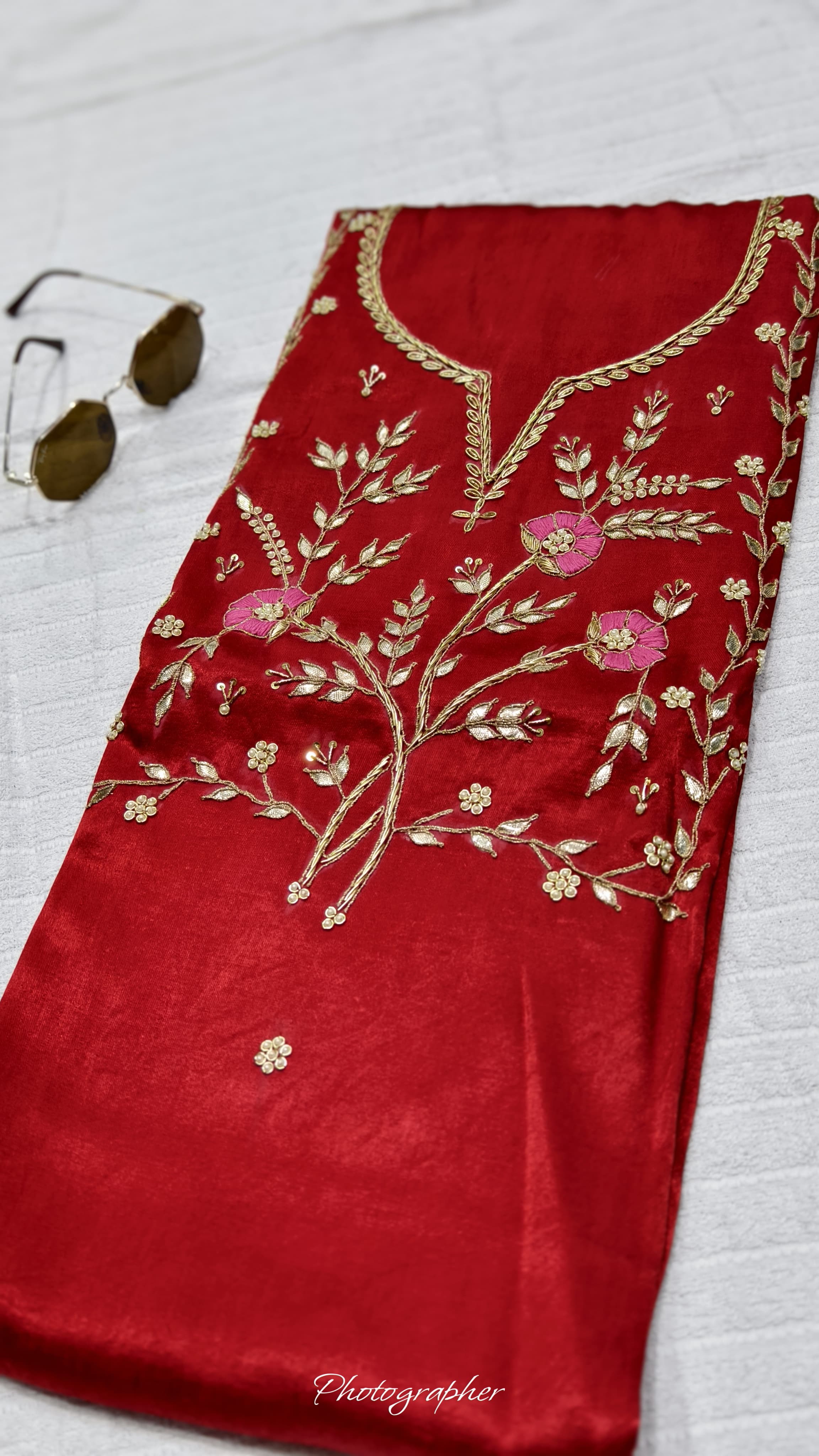 Pure Masru Gaji Silk Piece With Pearl Jardoshi Work