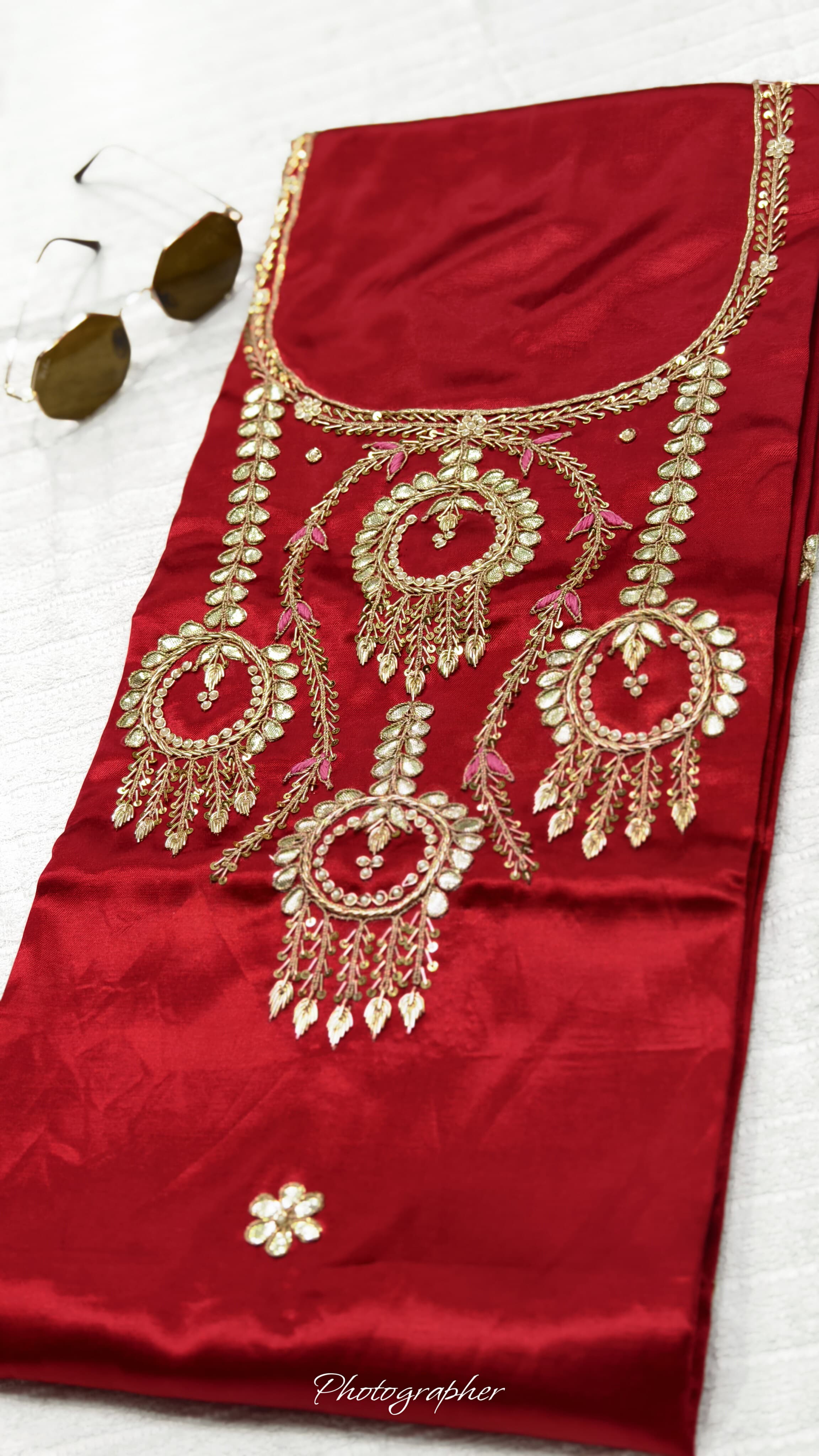 Pure Masru Gaji Silk Piece With Pearl Jardoshi Work