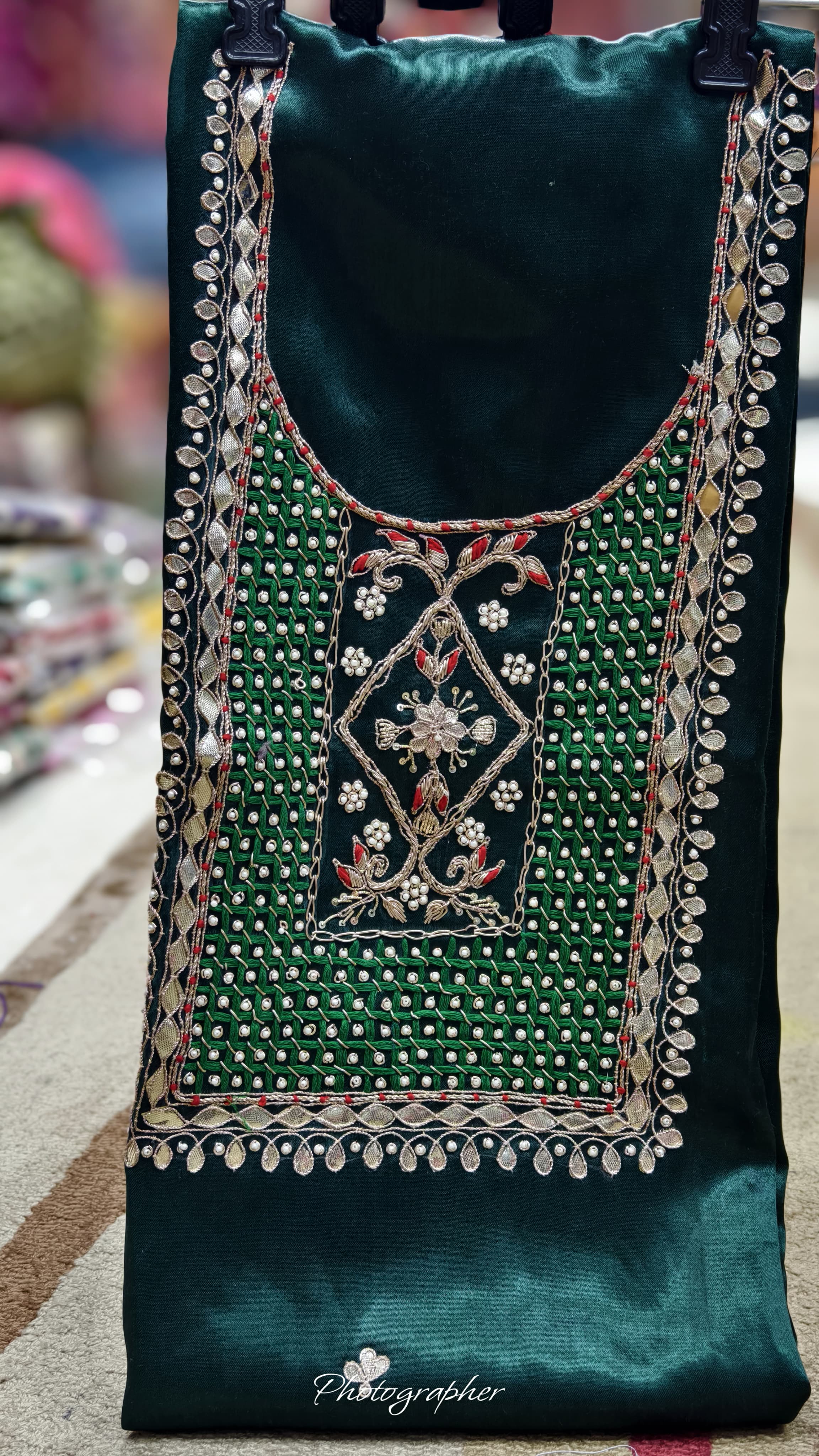 Pure Masru Gaji Silk Piece With Pearl Jardoshi Work