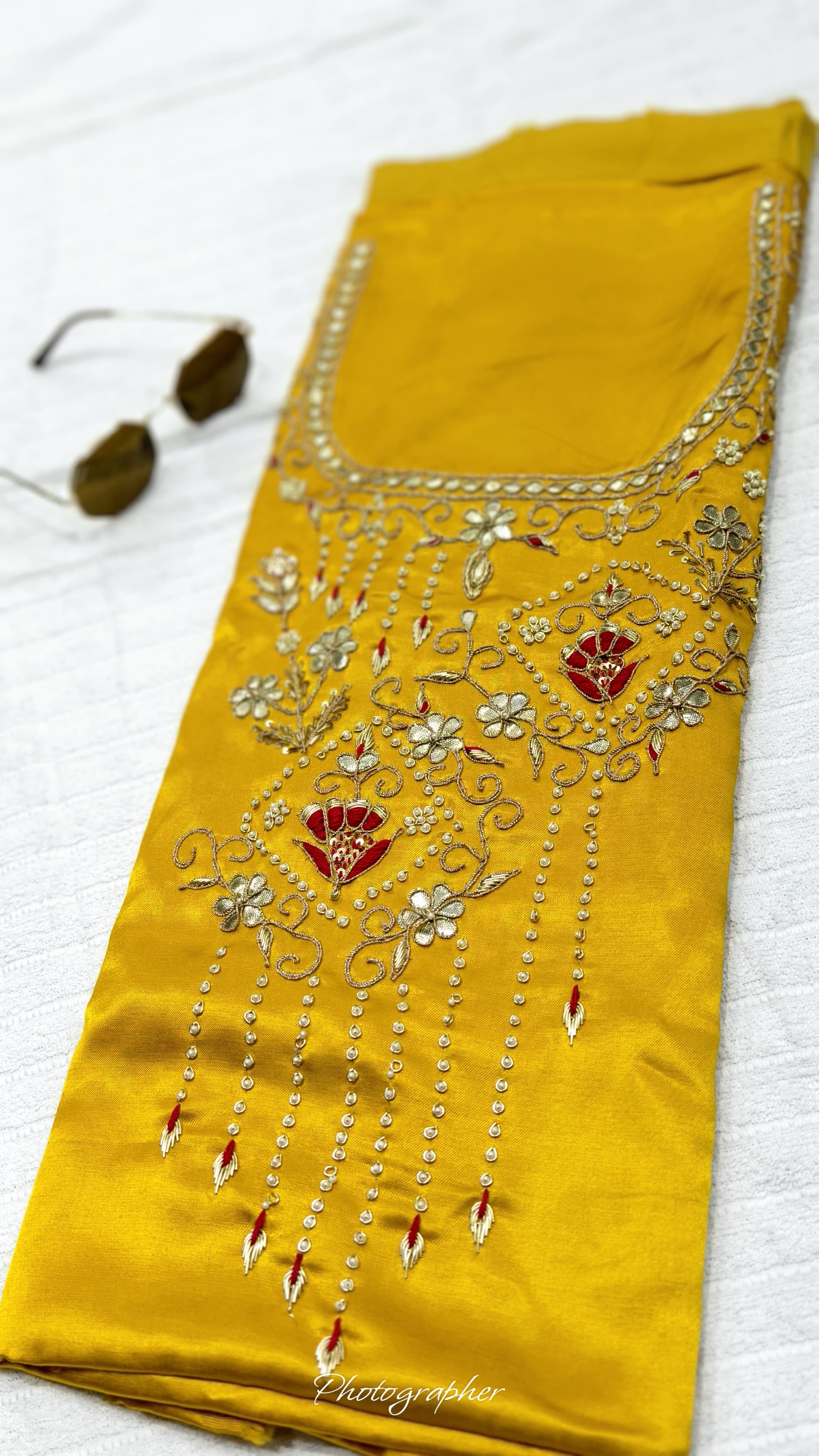 Pure Masru Gaji Silk Piece With Pearl Jardoshi Work