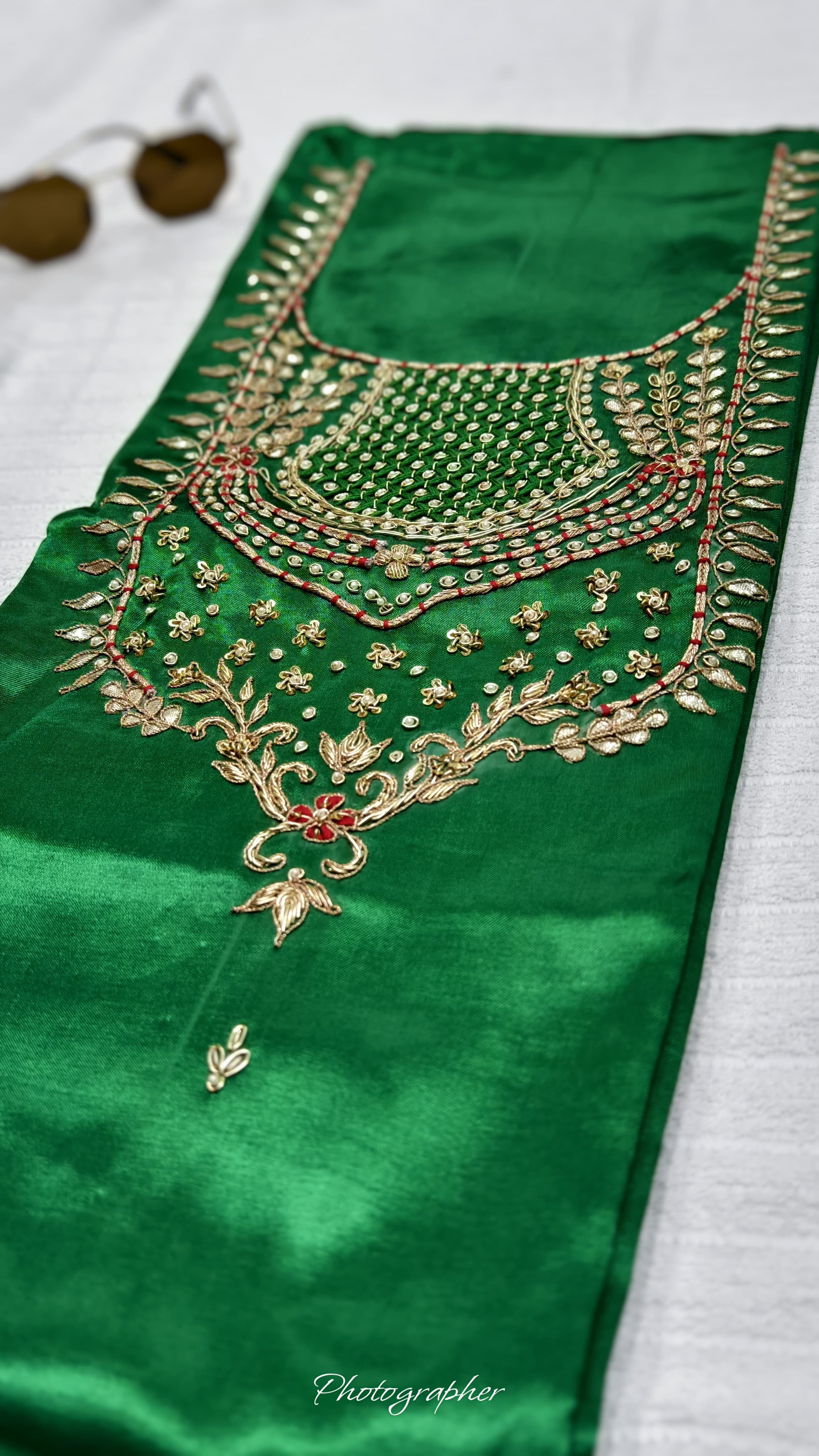 Pure Masru Gaji Silk Piece With Pearl Jardoshi Work